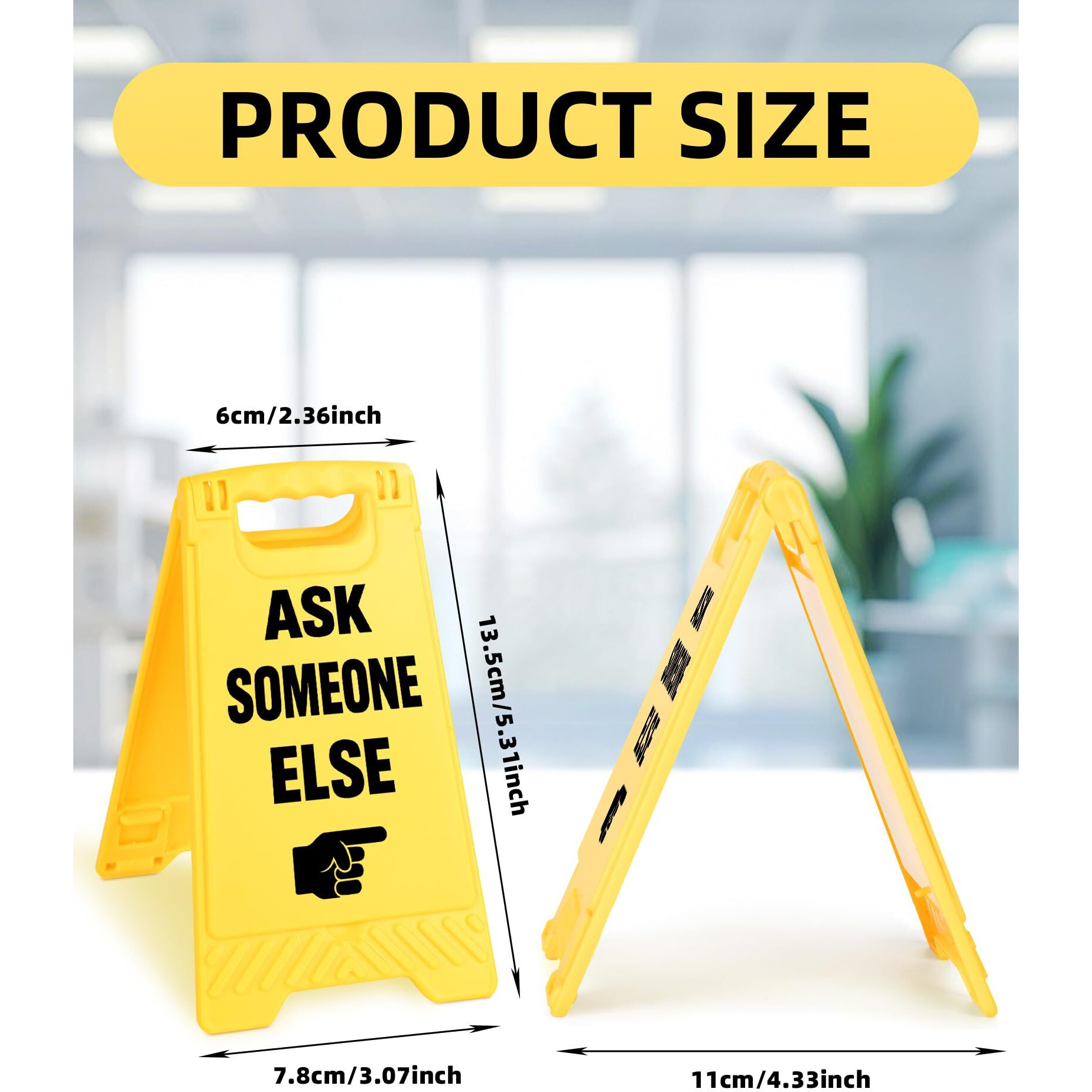 Exuberium Caution Funny Office Desk Decor Sign Gag Gifts For Women Coworkers Ask Someone Else Humorous Desk Decor Multi-Functional Phone Holder Mirror Table Sign Happy Birthday White Elephant Gifts
