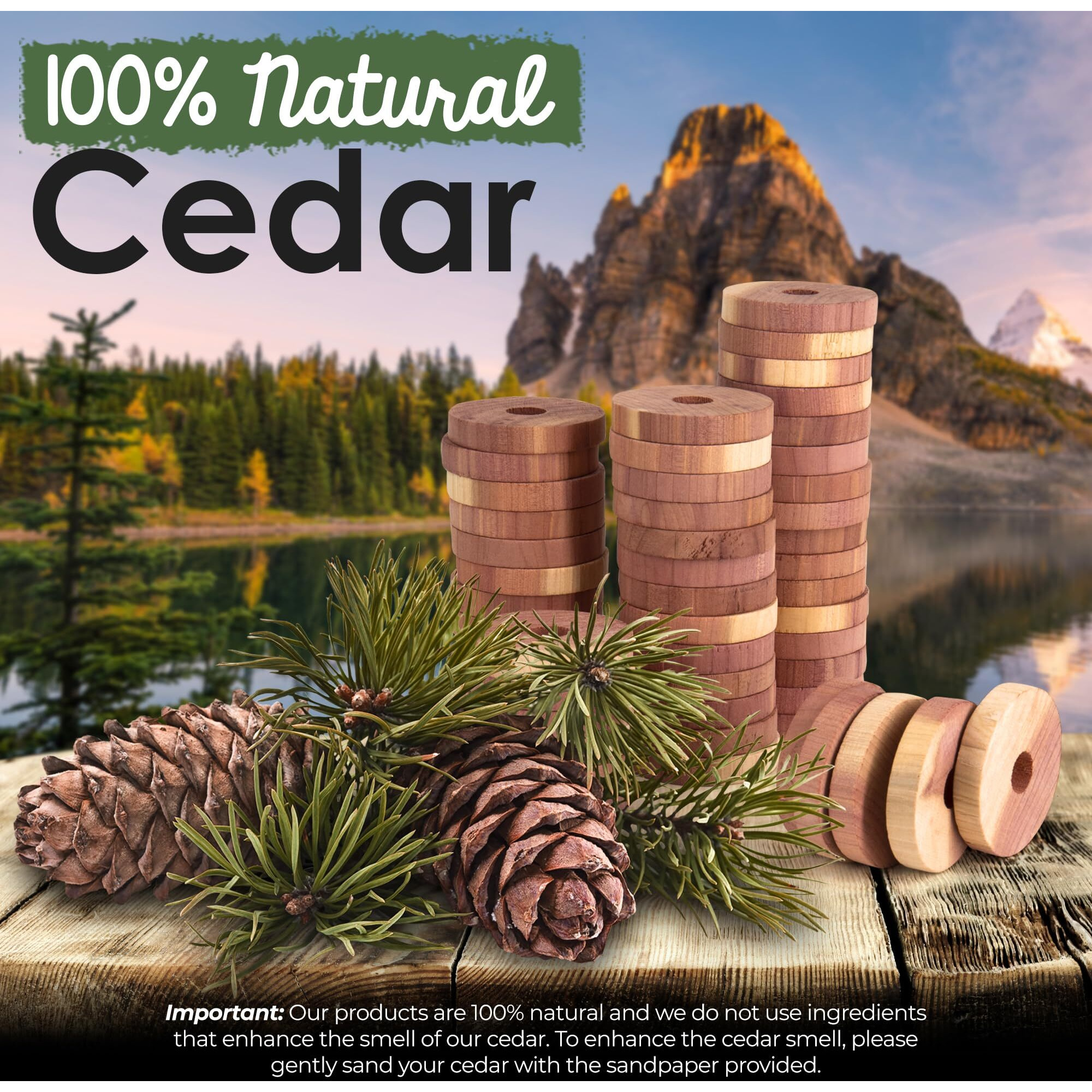 Ecokiwi Cedar Blocks For Clothes Storage - 55 Pack Cedar Rings - 100% Natural Aromatic Cedar For Closets & Drawers - Red Cedarwood Oil Scented Chips With Sandpaper - Cedar Planks Freshener Deodorizer