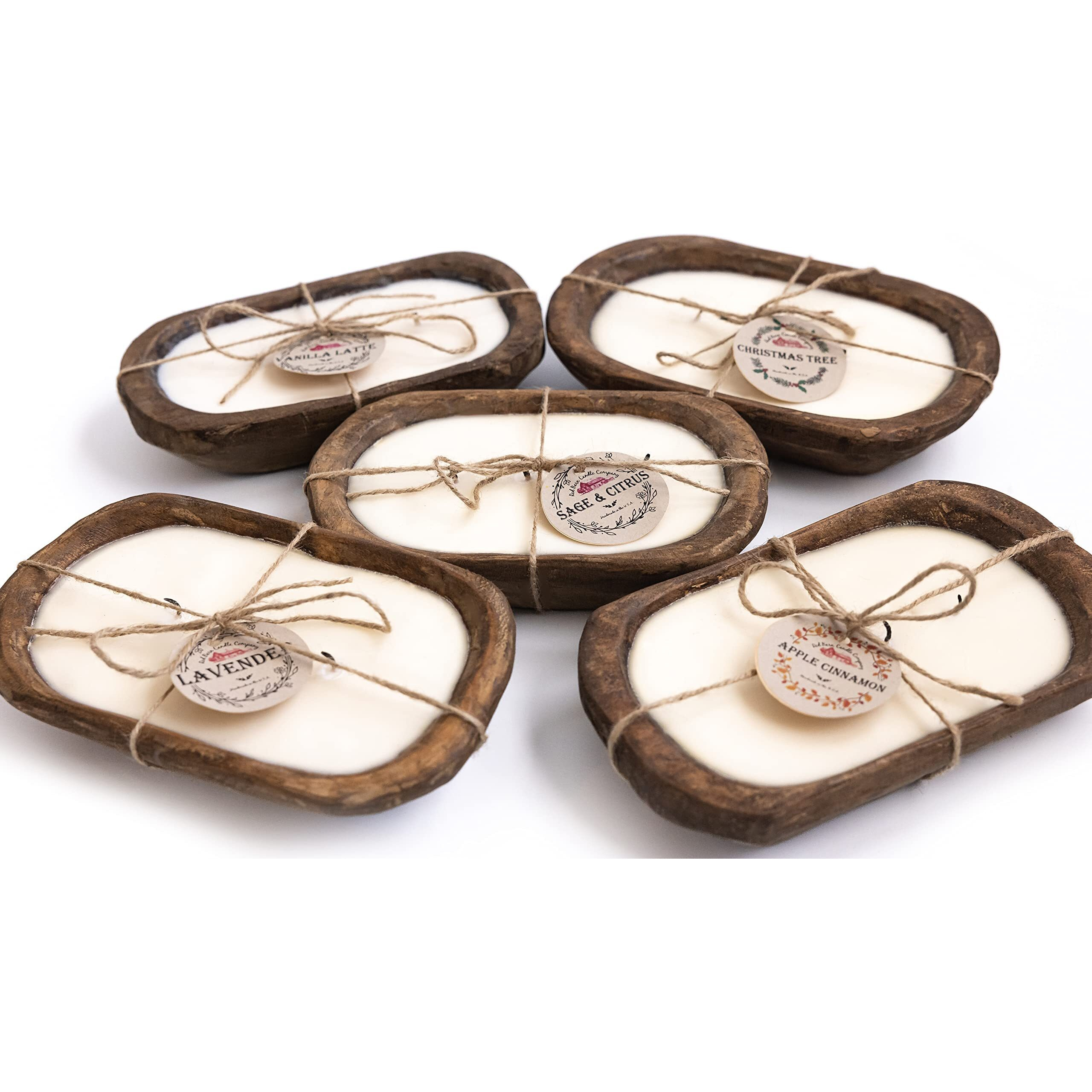 Red Barn Candle Company Wood Dough Bowl Candles | 100% Natural Soy Wax & Essential Oil Infused | Odor Eliminating + Pet Safe | Scented Candle Gifts For Men & Women (Mulled Cider, 3-Wick)