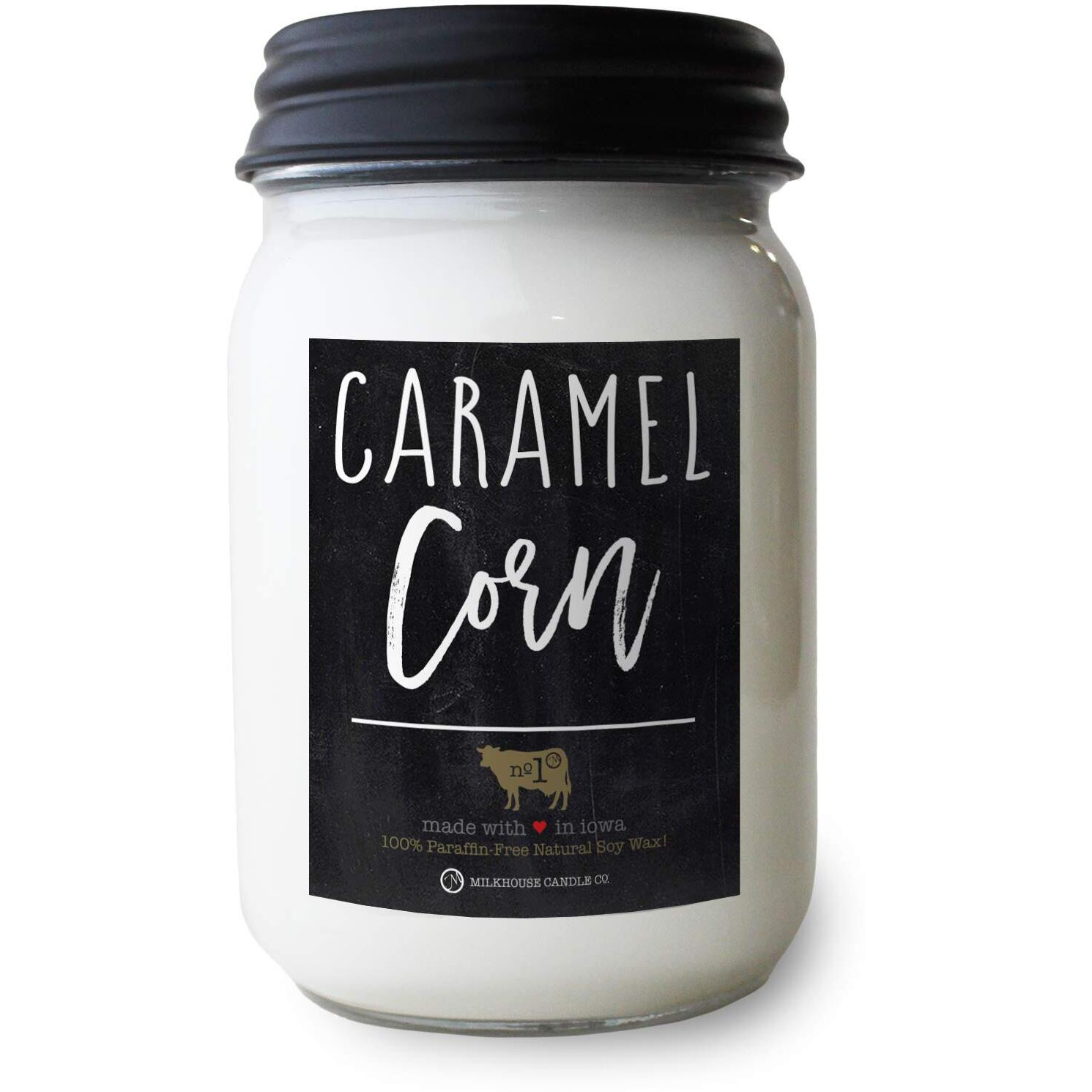 Milkhouse Candle Company - Caramel Corn - 13Oz Beeswax And Soy Candles - Farmhouse Collection - 100% Natural, Paraffin Free, With Premium Fragrance Oil, Glass Jars With Lids