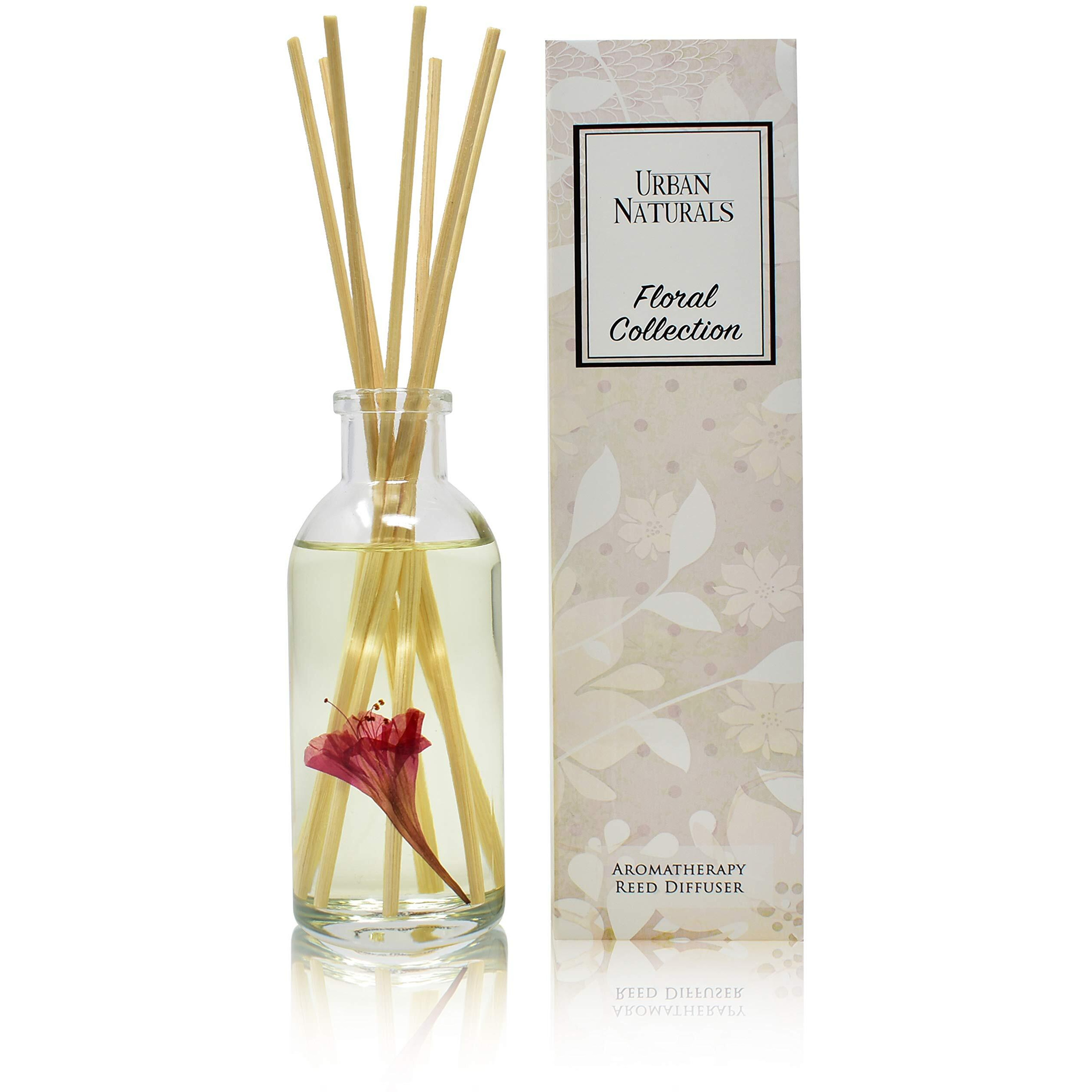 Urban Naturals Honeysuckle & Jasmine Reed Diffuser Oil Scented Sticks Set- Hyacinth, Cassis, Neroli & Geranium | Long Lasting Air Freshener For The Bedroom, Bathroom Or Office | Made In The Usa