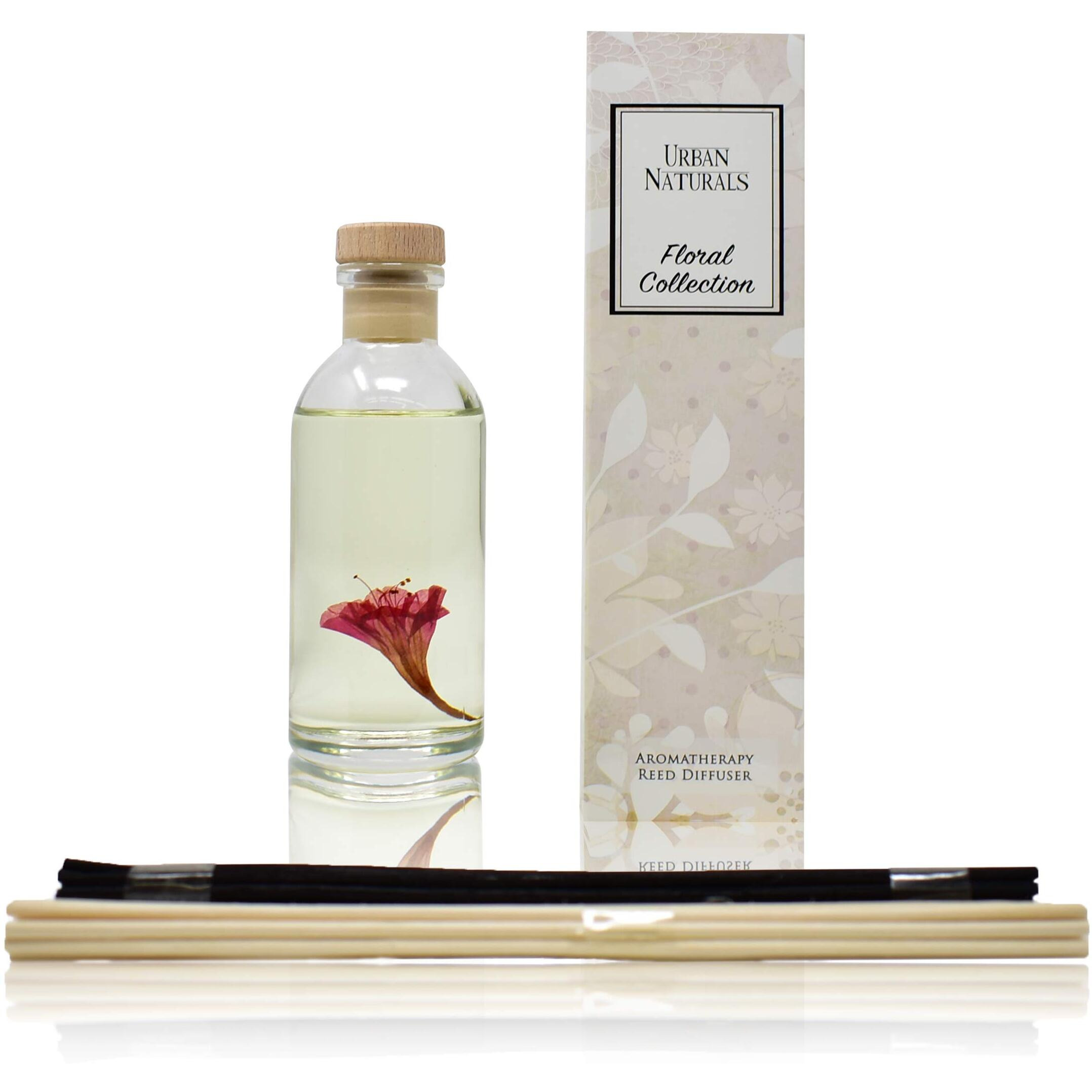 Urban Naturals Honeysuckle & Jasmine Reed Diffuser Oil Scented Sticks Set- Hyacinth, Cassis, Neroli & Geranium | Long Lasting Air Freshener For The Bedroom, Bathroom Or Office | Made In The Usa