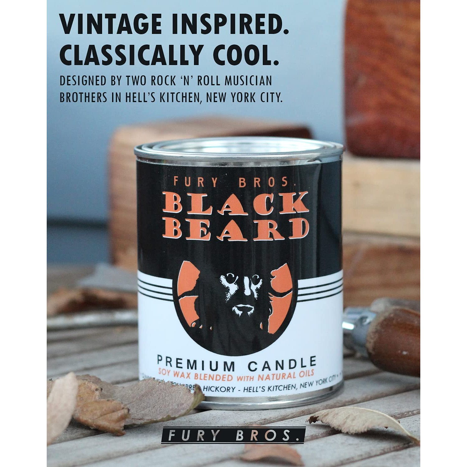 Long-Burning, One-Pint Premium Candles For Men | Vintage Inspired Oil Can Design | Lexington - Kentucky Bourbon & Oak | Soy Wax, Vegan Friendly, Made In The Usa | Fury Bros. | Classically Cool