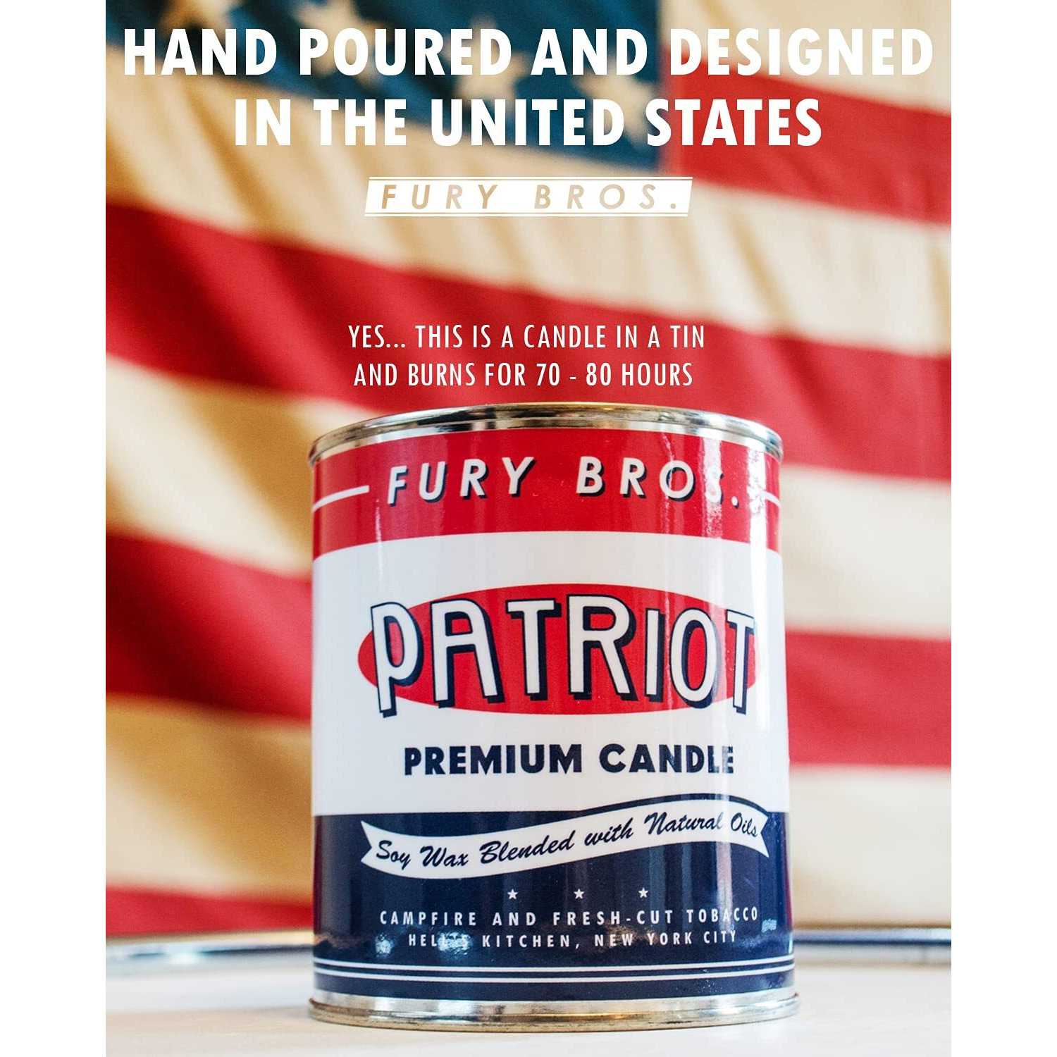 Long-Burning, One-Pint Premium Candles For Men | Vintage Inspired Oil Can Design | Lexington - Kentucky Bourbon & Oak | Soy Wax, Vegan Friendly, Made In The Usa | Fury Bros. | Classically Cool