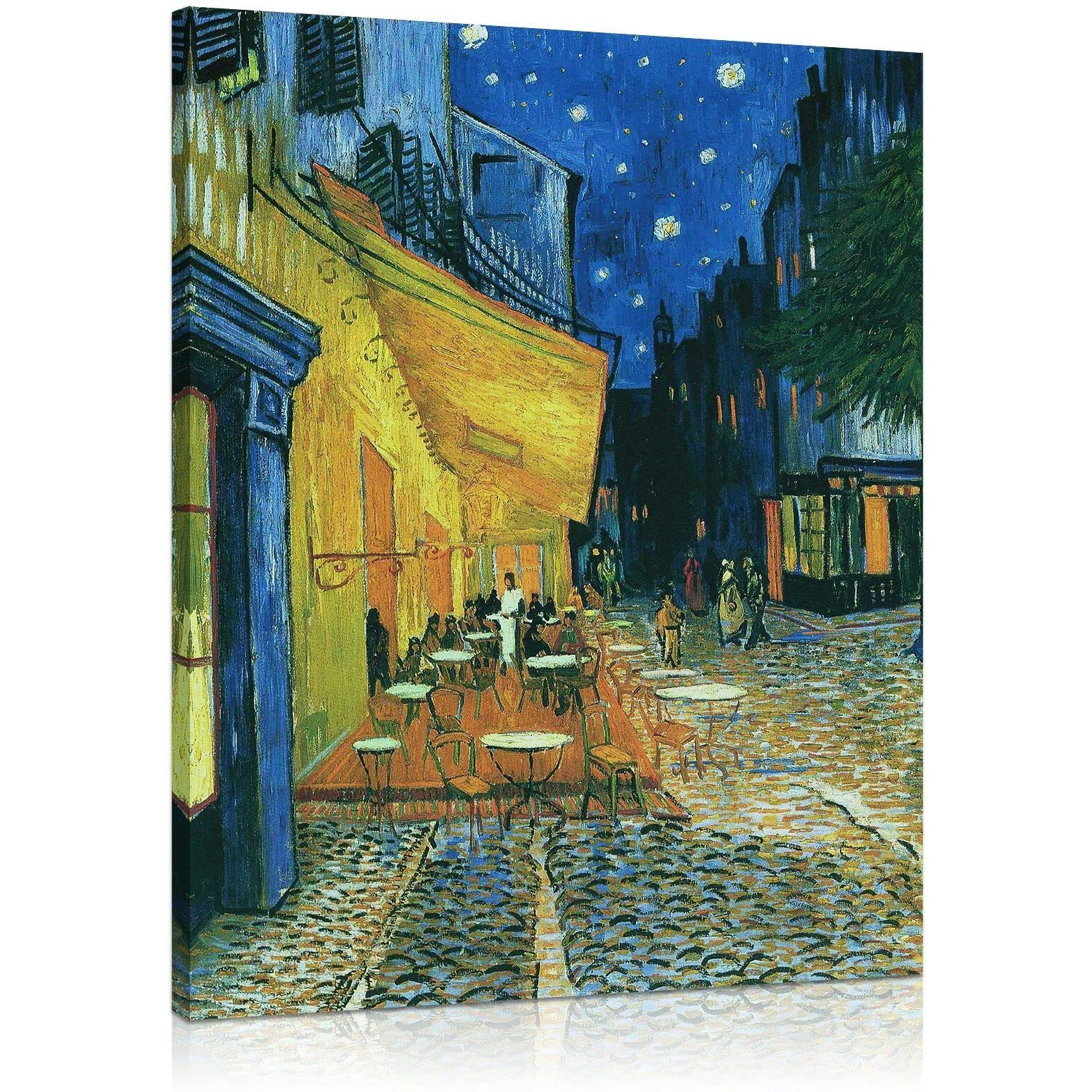 Van Gogh Canvas Wall Art Caf   Terrace At Night Oil Painting Picture Reproduction Bedroom Decor - Famous Art Prints Large Modern Artwork Framed Poster Home Decoration 16"" X 20""