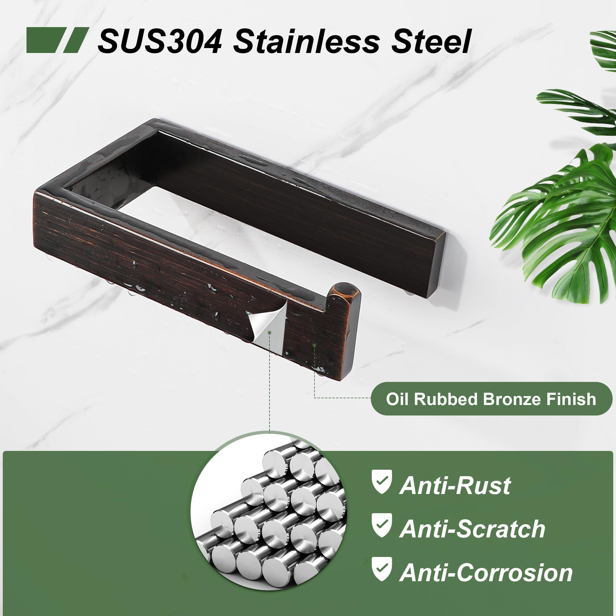 Sayayo Oil Rubbed Bronze Toilet Paper Holder Wall Mount, Brushed Bronze Toilet Tissue Holder For Bathroom Tp Holder Square, Sus304 Stainless Steel 6 Inch