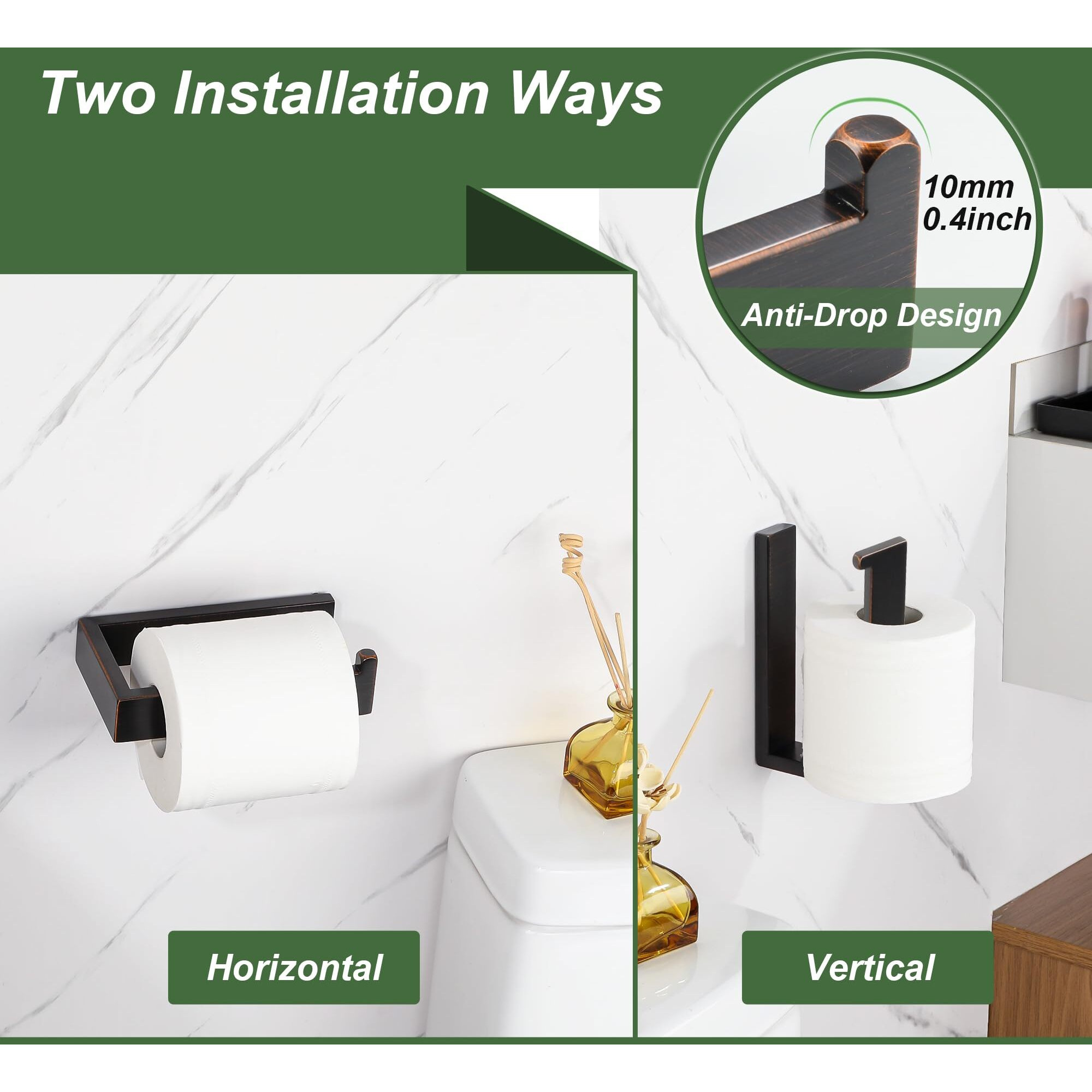 Sayayo Oil Rubbed Bronze Toilet Paper Holder Wall Mount, Brushed Bronze Toilet Tissue Holder For Bathroom Tp Holder Square, Sus304 Stainless Steel 6 Inch