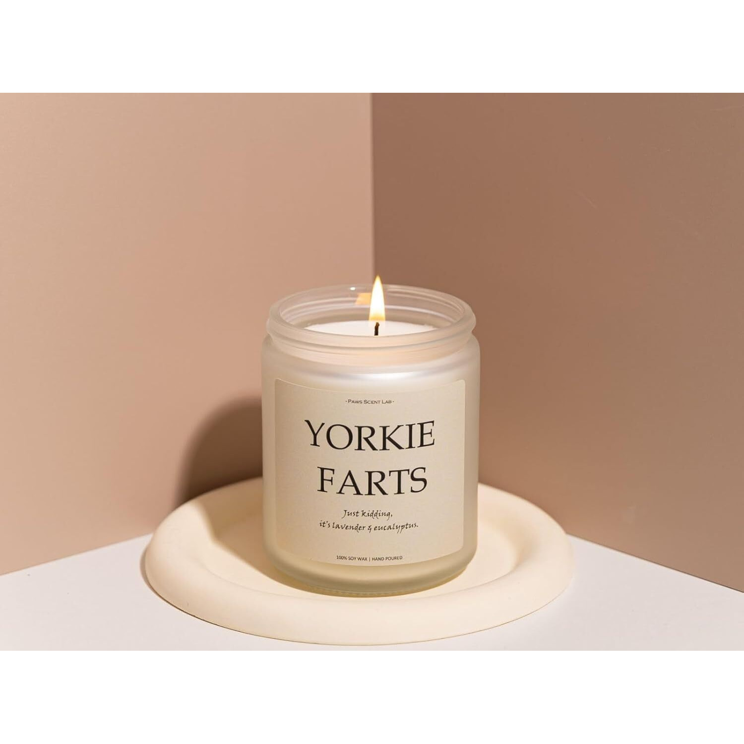 Yorkie Gifts & Decor, Dog Farts Candle, Yorkie Gifts For Women, Dog Mom Gifts For Women - Lavender & Eucalyptus, Crafted By Natural Soy Wax & Natural Essential Oils, 7Oz