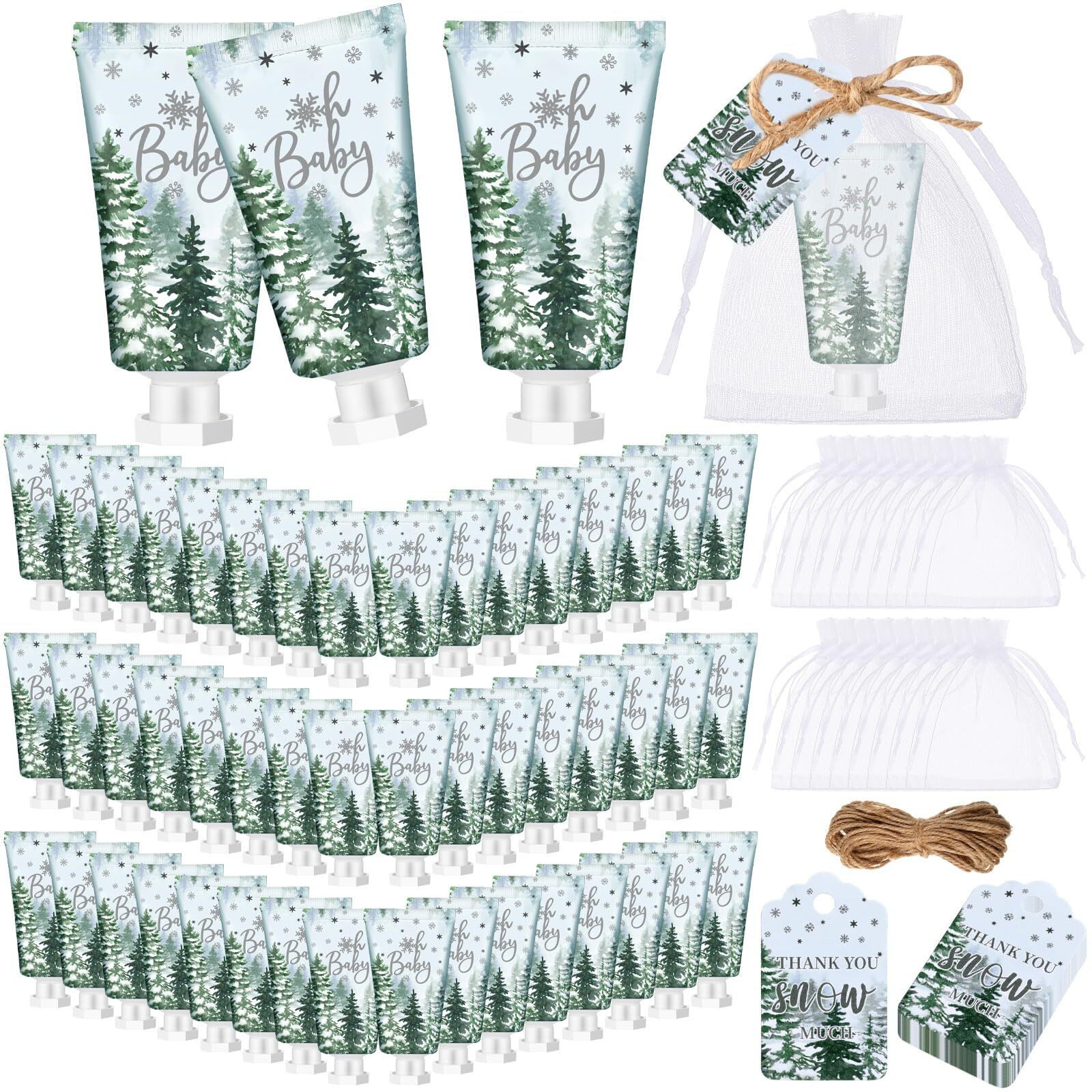 Dansib 48 Sets Baby Shower Hand Cream Party Favors For Guests Gift Bulk Travel Size Hand Lotion Set For Baby Shower Wedding Christmas(Forest Baby)