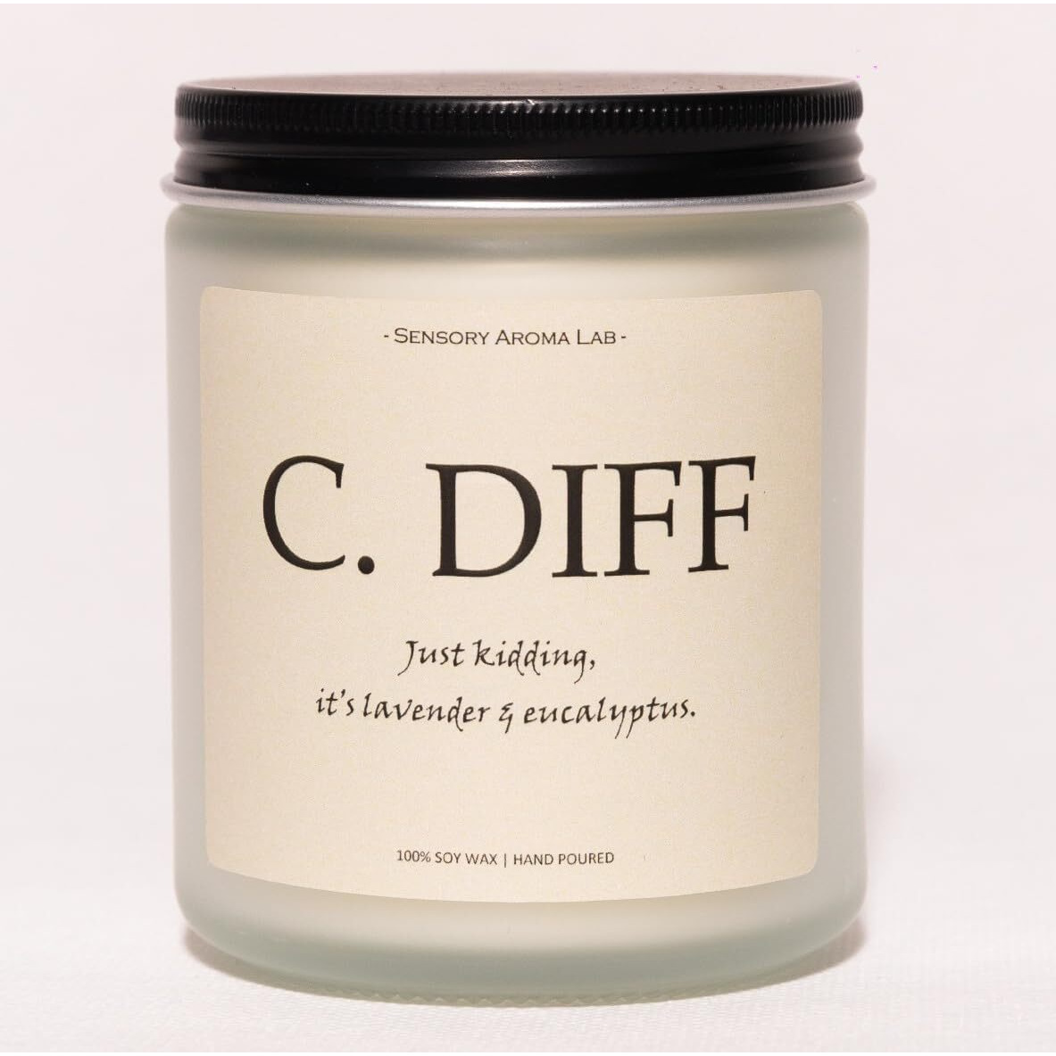 Smells Like C.Diff Candle, Nurse Gifts For Women, Rn Gifts For Nurses - Lavender & Eucalyptus, Crafted By Natural Soy Wax & Natural Essential Oils, 7Oz
