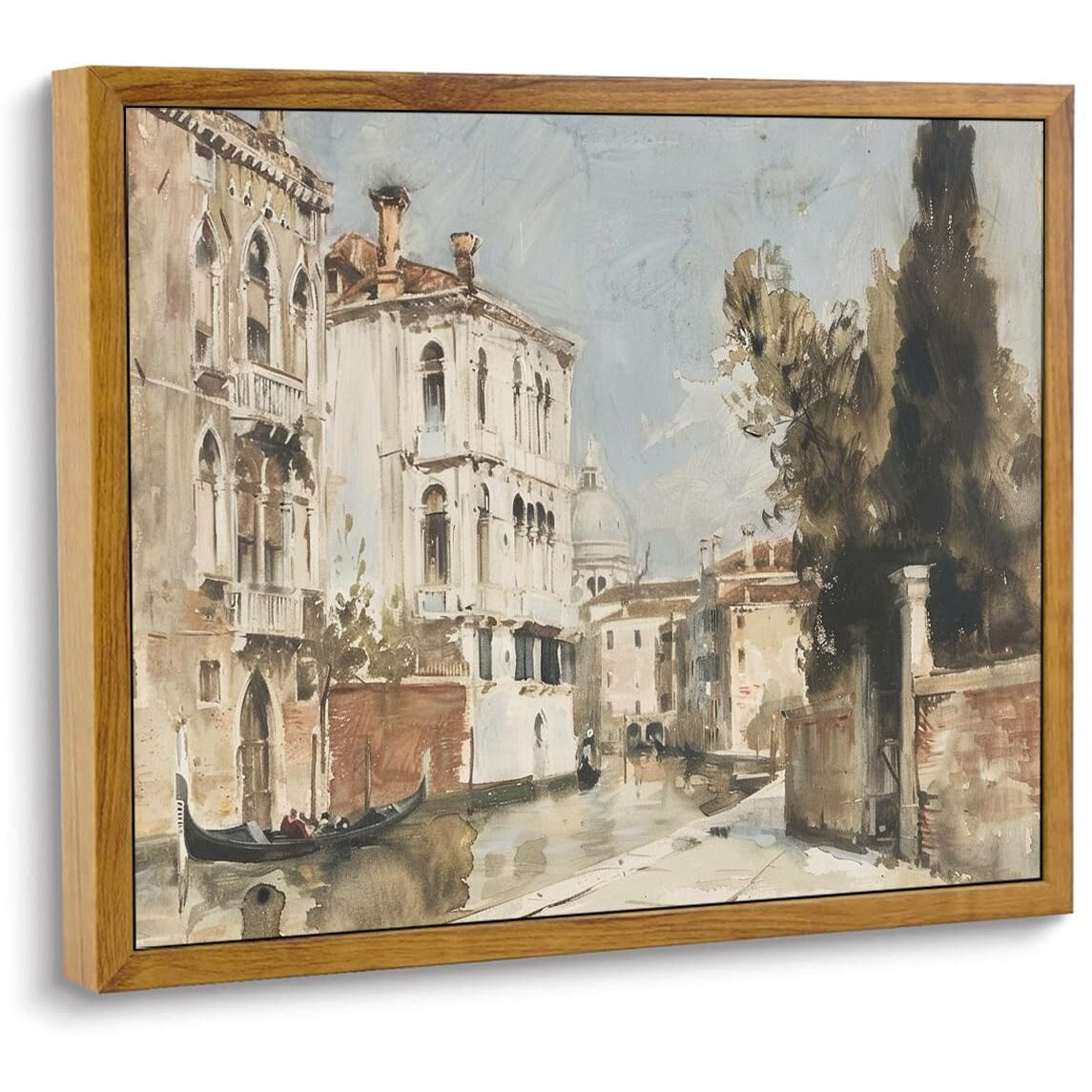 Artzio Framed Italian Landscape Wall Art,Venice Grand Canal Decor, Mid Century Modern Canvas Room Aesthetics,House Decor Oil Painting,Decorations For Living Room,Bedroom,8X10In Ready To Hang