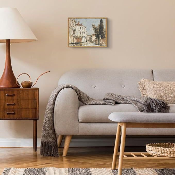 Artzio Framed Italian Landscape Wall Art,Venice Grand Canal Decor, Mid Century Modern Canvas Room Aesthetics,House Decor Oil Painting,Decorations For Living Room,Bedroom,8X10In Ready To Hang