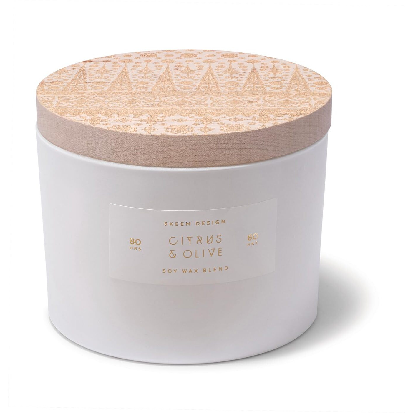 Skeem Citrus & Olive Scented 3-Wick Candle - Citrus, Fig, Cedarwood And Eucalyptus Blend - Soy Wax, All Natural Oils - Aromatherapy Candle