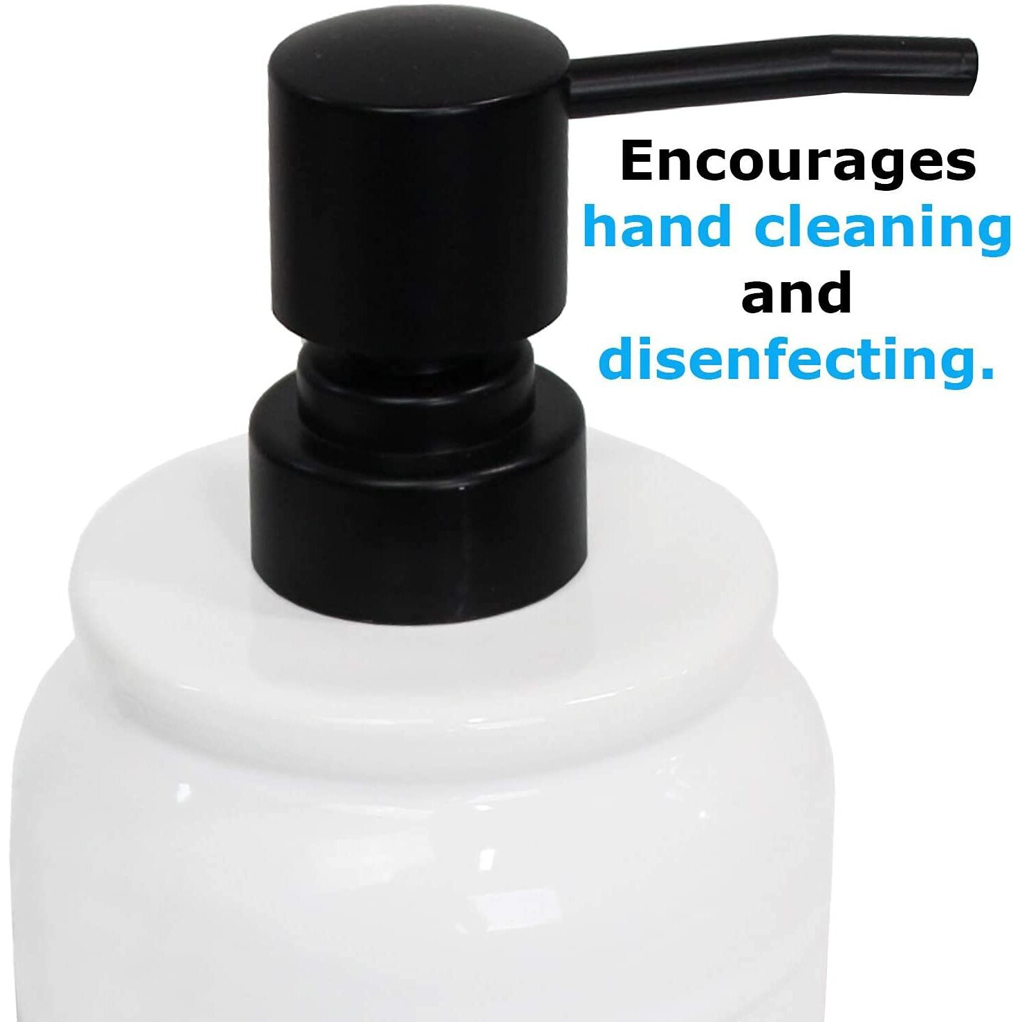 Blue Donuts 17 Oz Hand Lotion And Soap Dispenser Set Ceramic Pump Bottle With Caddy, Kitchen And Bathroom Soap Dispenser, White