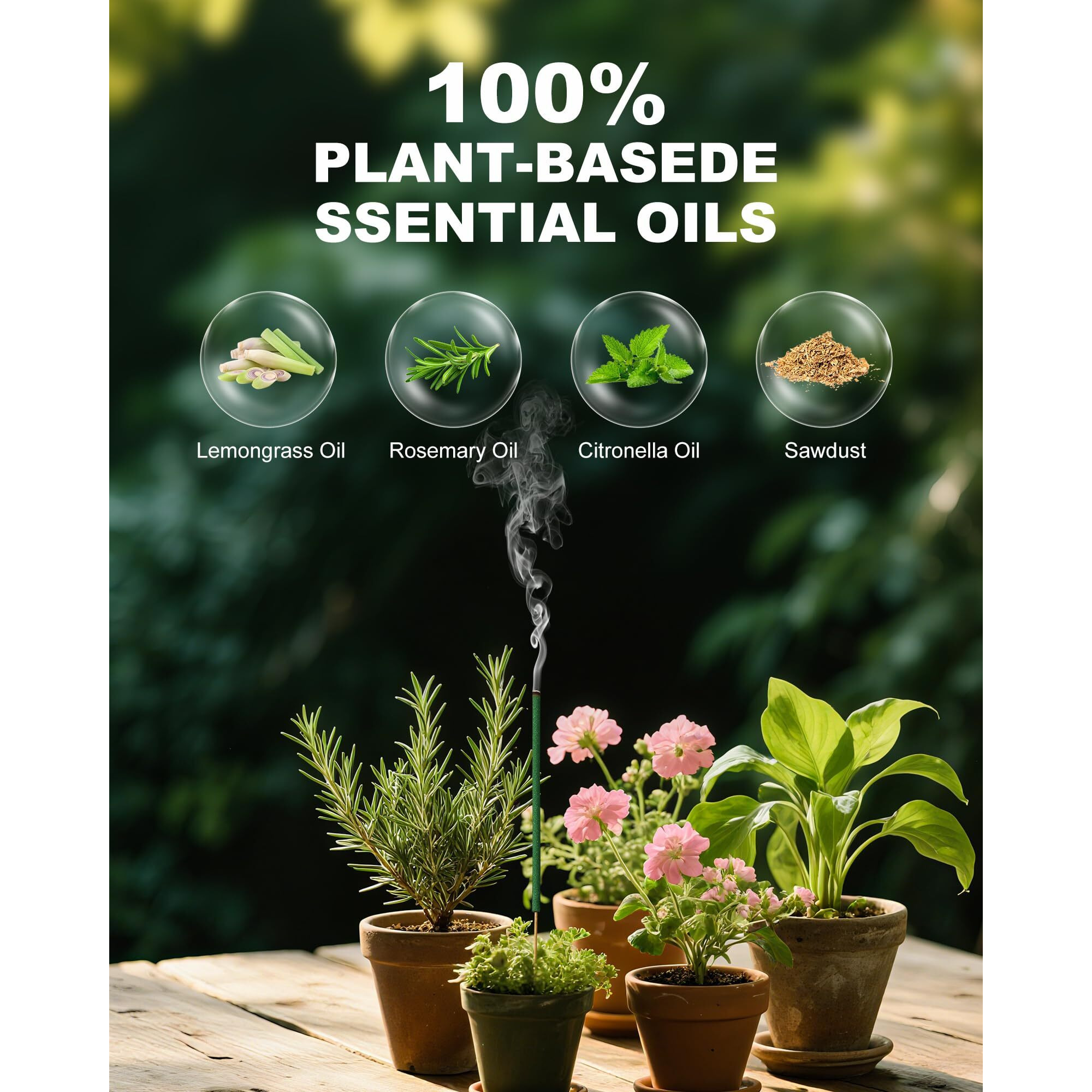 Mosquito Repellent Incense Sticks 120 Pieces Per Box - Citronella Incense Sticks Or Outdoor Patio/Citronella Oil/Lemongrass And Rosemary Oil/Made With Natural Based Essential