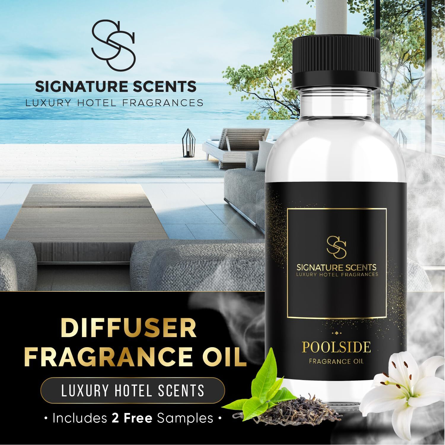 Signature Scents - Luxury Hotel Fragrances - Hotel Fragrance Oil - Diffuser Oil Blends For Aromatherapy (Poolside) 4.05 Fl Oz (120Ml)