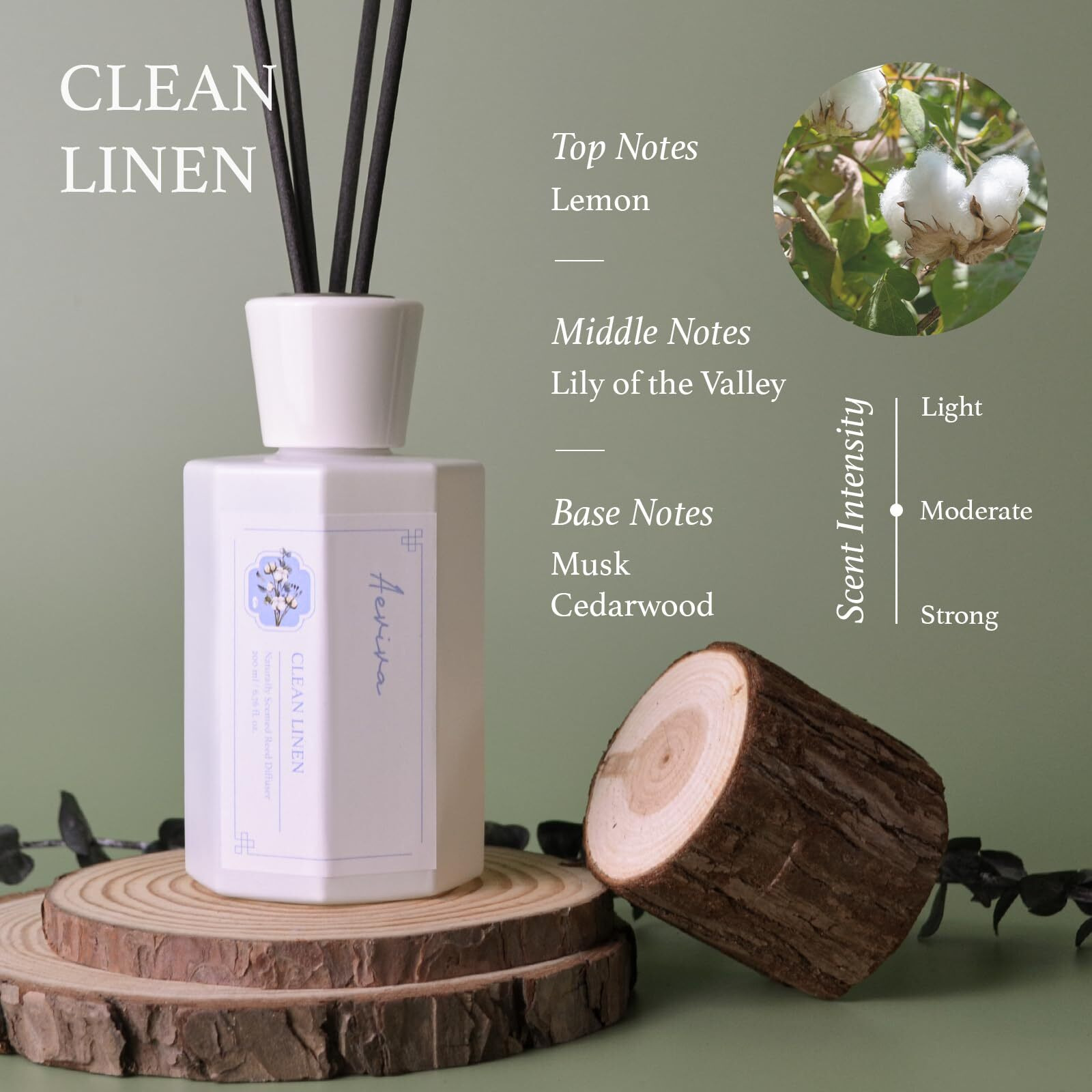 Aeviva Reed Diffuser Set, 6.7 Oz Clean Linen Scented Reed Diffusers For Home With Sticks, Home Fragrance Oil Scent Diffuser For Bathroom, Decor & Gift