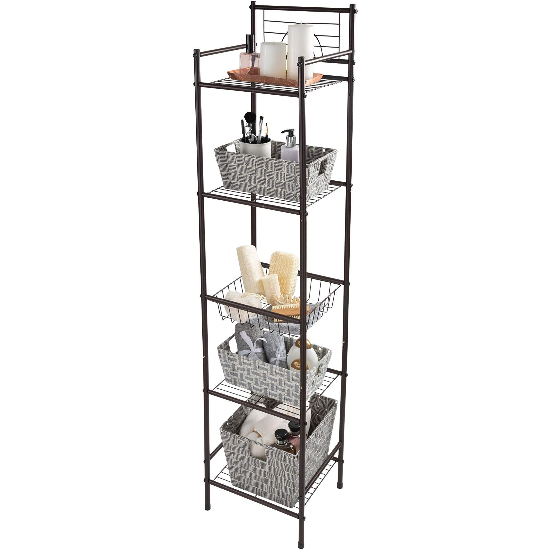 Bath Bliss 5 Tier Storage Shelf | 13"&quotX 11.6"&quotX 54.5"" | Freestanding | Bathroom Storage | Rust Resistant | Easy Assemble | Oil Rubbed Bronze