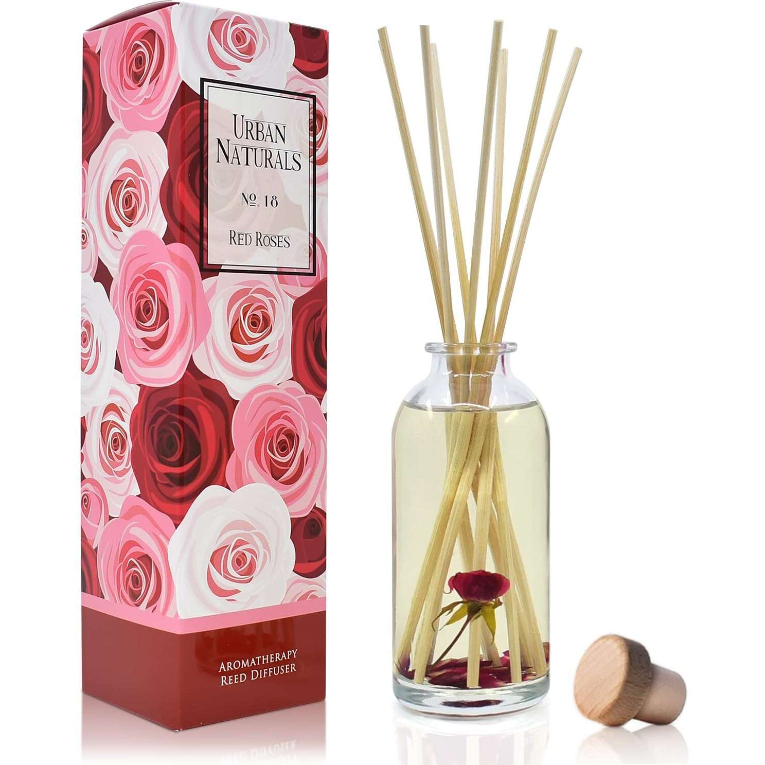 Urban Naturals Red Roses Reed Diffuser Oil Gift Set| Floral Scented Sticks Room Freshener For Bathroom, Kitchen & Bedroom | Great Idea