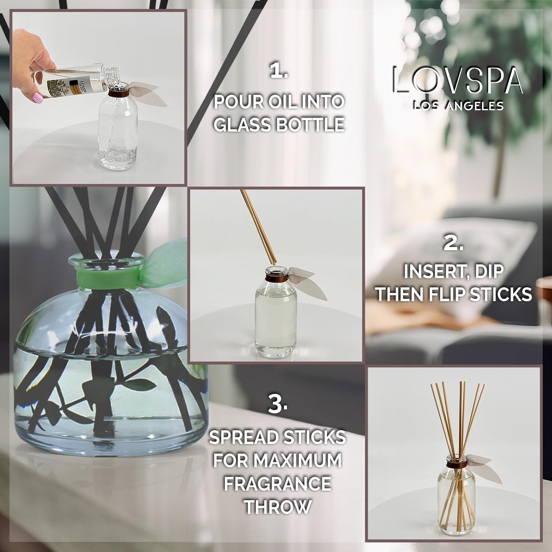 Lovspa White Gardenia Reed Diffuser Oil Refill With Replacement Reed Sticks | With Jasmine, Rose, Wild Violets And Tuberose, 4 Oz | Made In The Usa