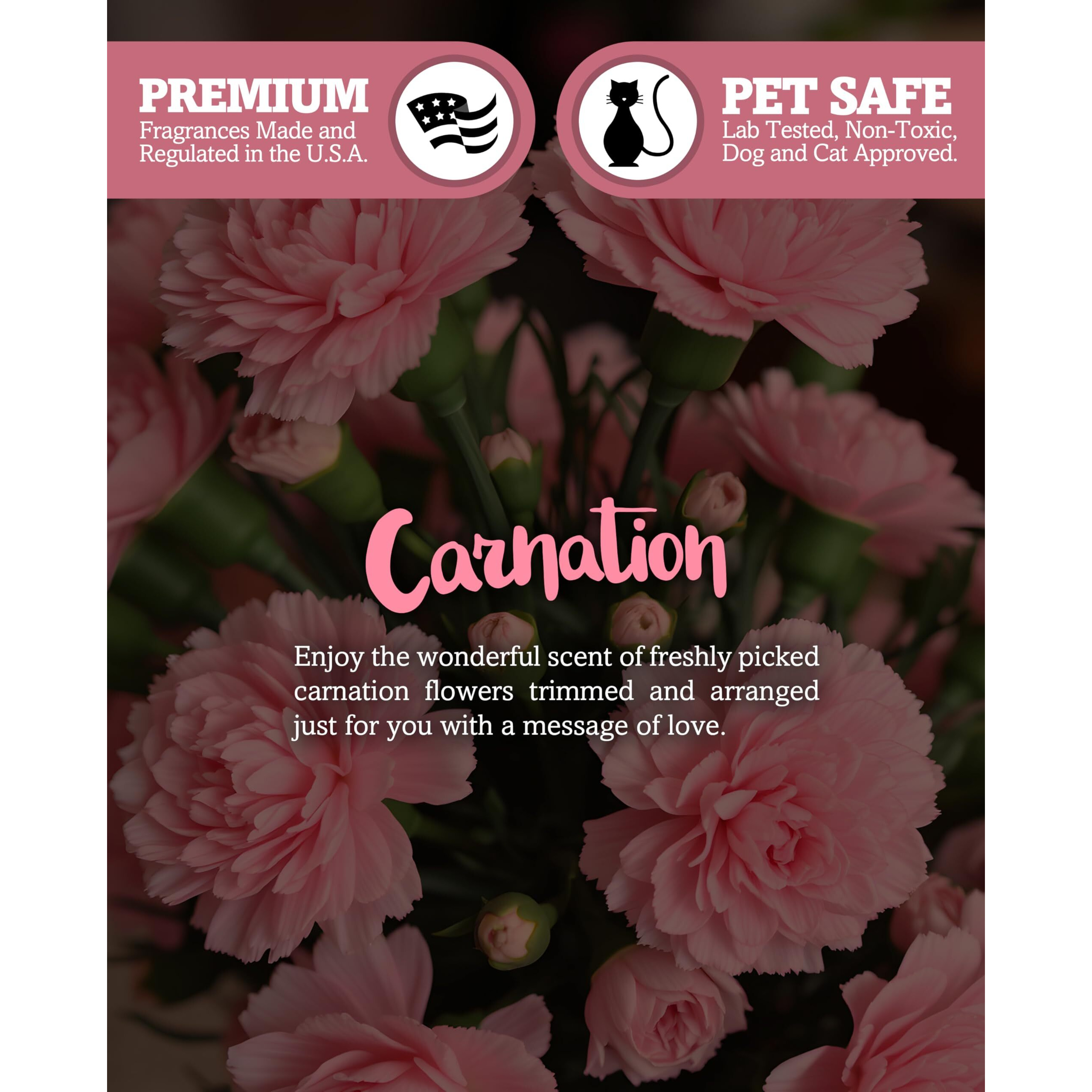 Shortie's Candle Company Pure Carnation Wax Melts Multi Pack - 2 Highly Scented 3 Oz. Bars (6 Oz. Total) - Made With Essential & Natural Oils - Flower & Floral Air Freshener Cubes Collection