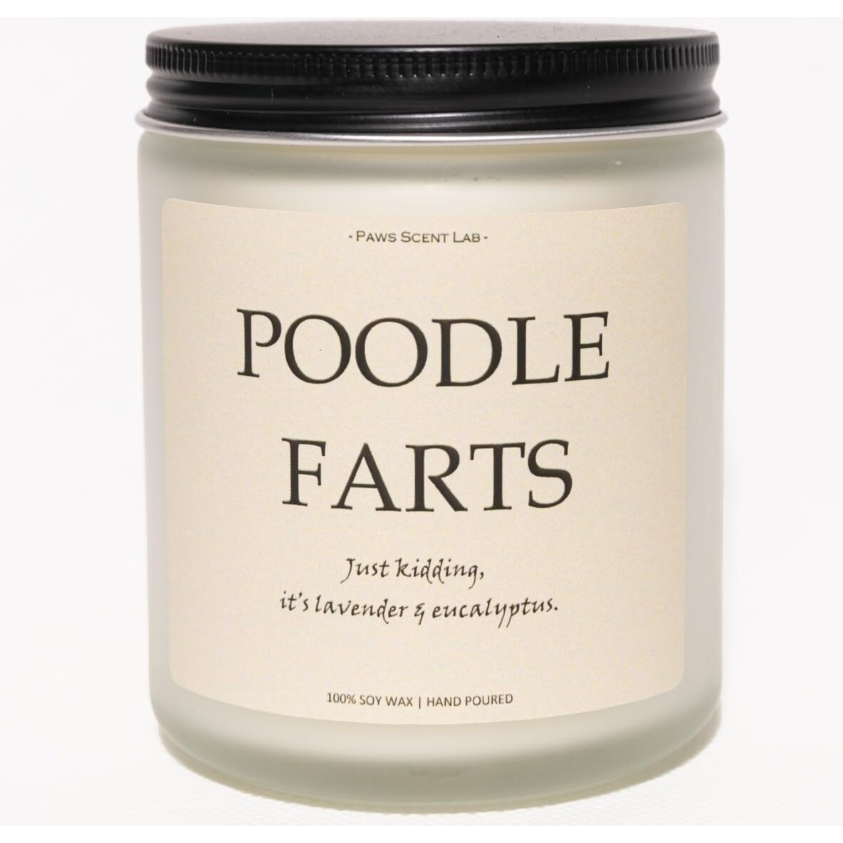 Poodle Gifts For Poodle Lovers, Standard Poodle Gifts, Dog Farts Candle, Dog Mom Gifts For Women - Lavender & Eucalyptus, Crafted By Natural Soy Wax & Natural Essential Oils, 7Oz