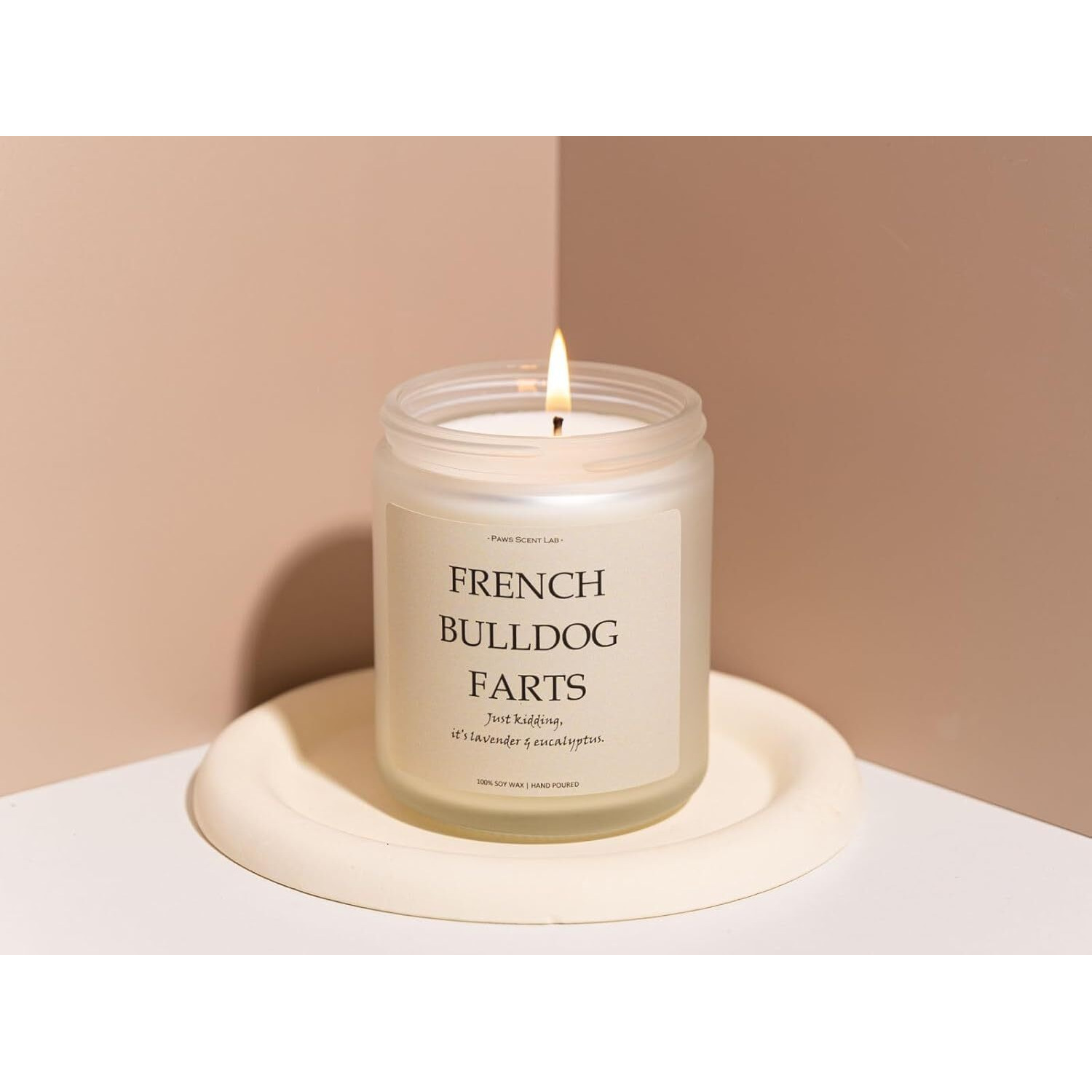 French Bulldog Gifts & Decor, French Bulldog Gifts For Women, Dog Farts Candle, Dog Mom Gifts For Women - Lavender & Eucalyptus, Crafted By Natural Soy Wax & Natural Essential Oils, 7Oz