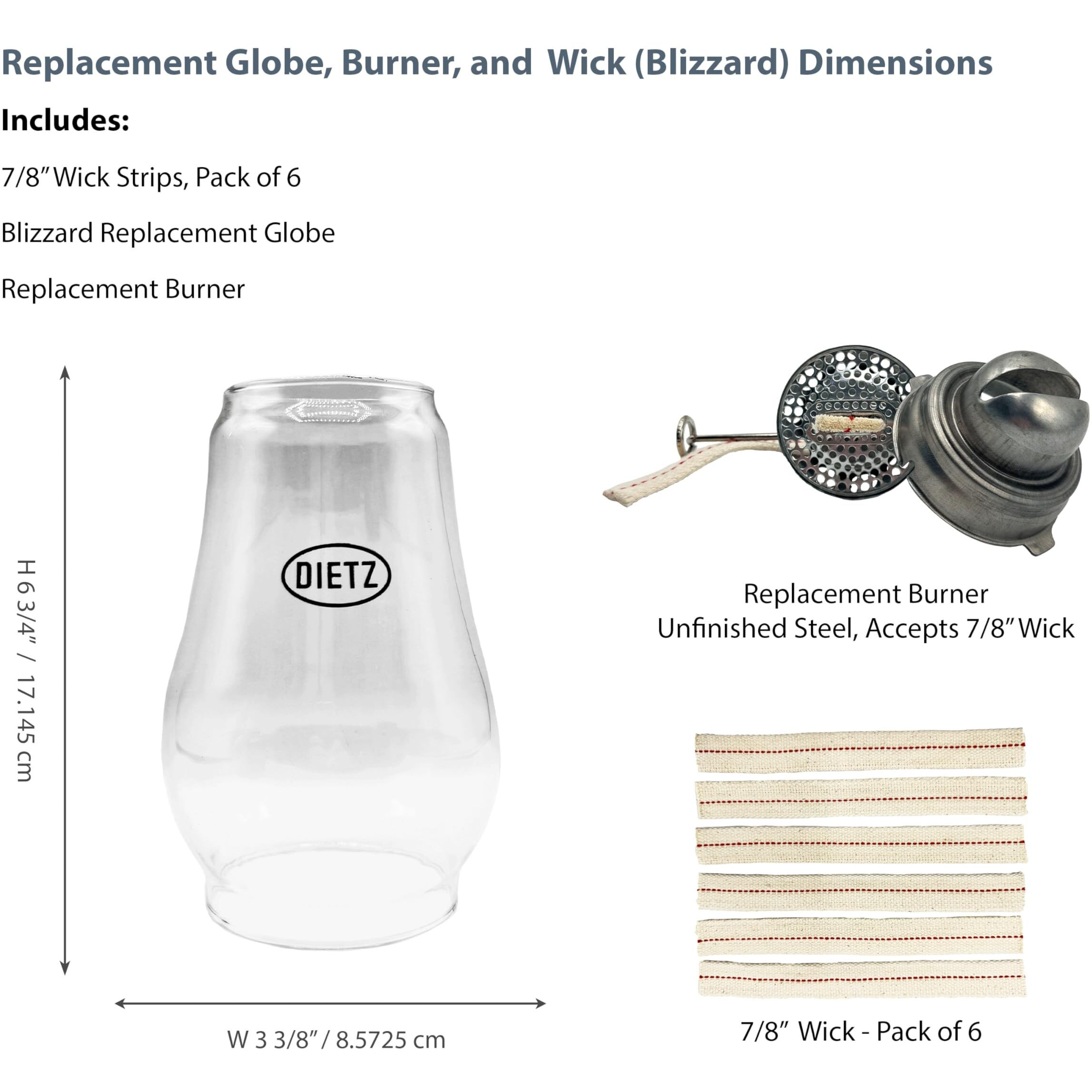 Light Of Mine - Dietz 80 Blizzard Oil Lantern With 7/8"" Replacement Wick Strips (Replacement Blizzard Globe, Burner, And Wick)