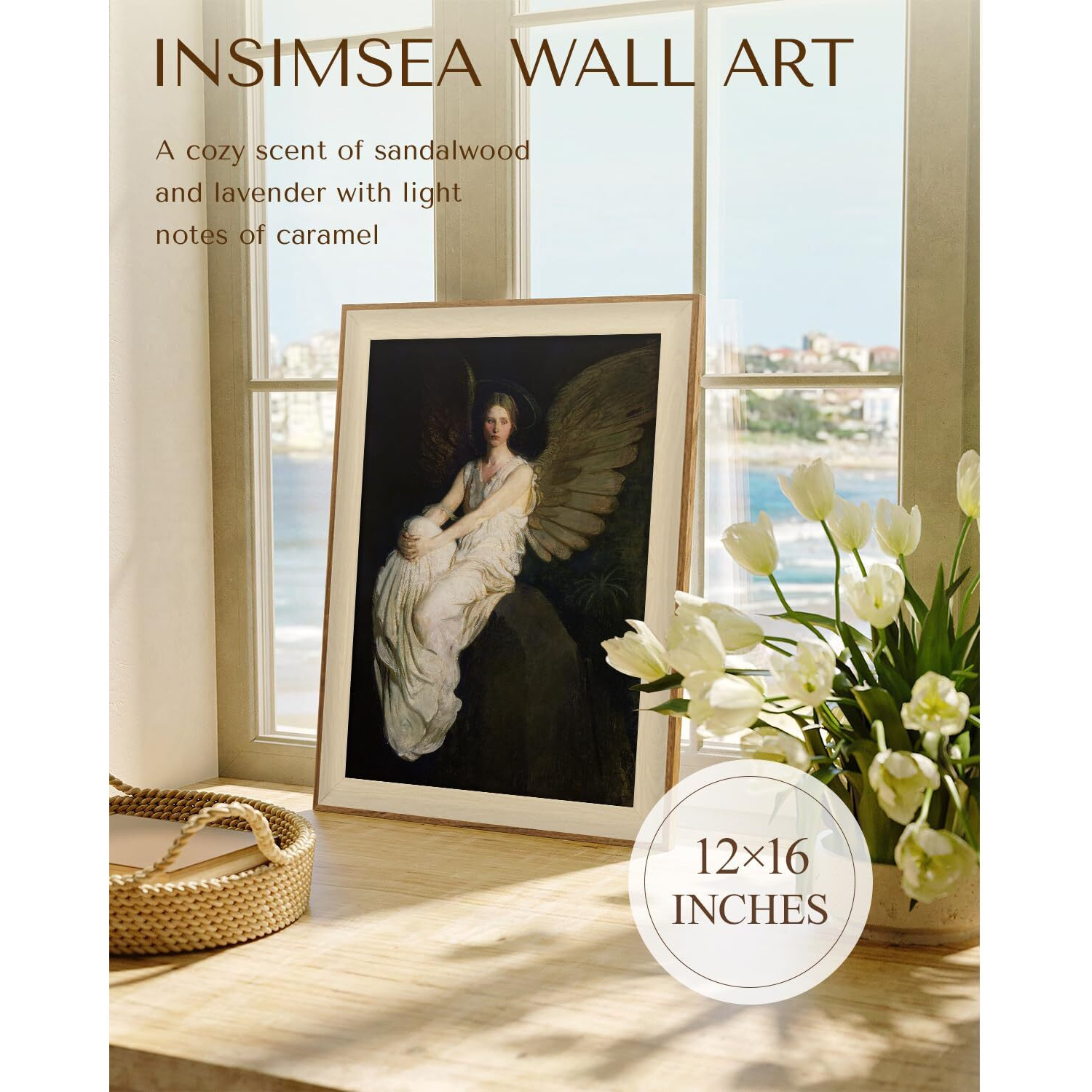 Insimsea Framed Canvas Wall Art Home Decor,Stevenson Angel Vintage America Country Memorial Classical Oil Painting Prints Decorative For Living Room, Bedroom, Office Wall Decor 12X16In