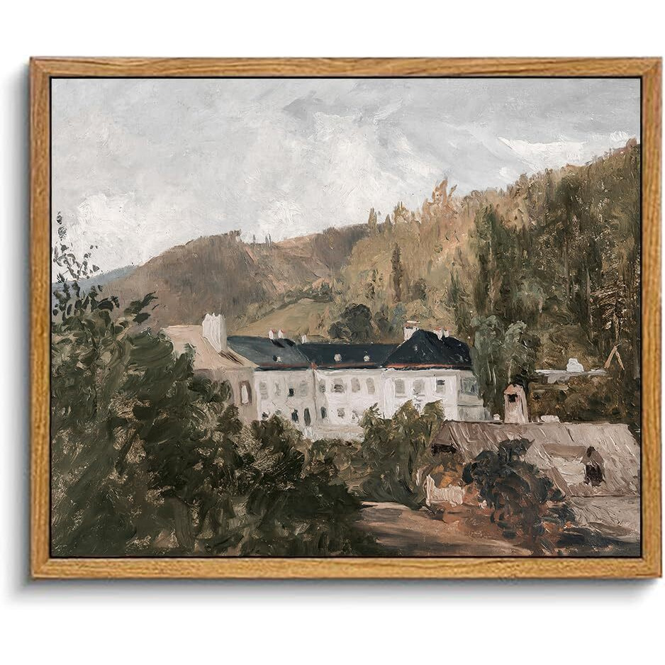 Kbkbart Vintage European Villa Landscape Oil Painting, Rustic Canvas Artwork, Antique Scenery Wall Art Prints For Bedroom, Living Room, Cozy Home Decor, Gallery, Gifts (8"&quotX10"")