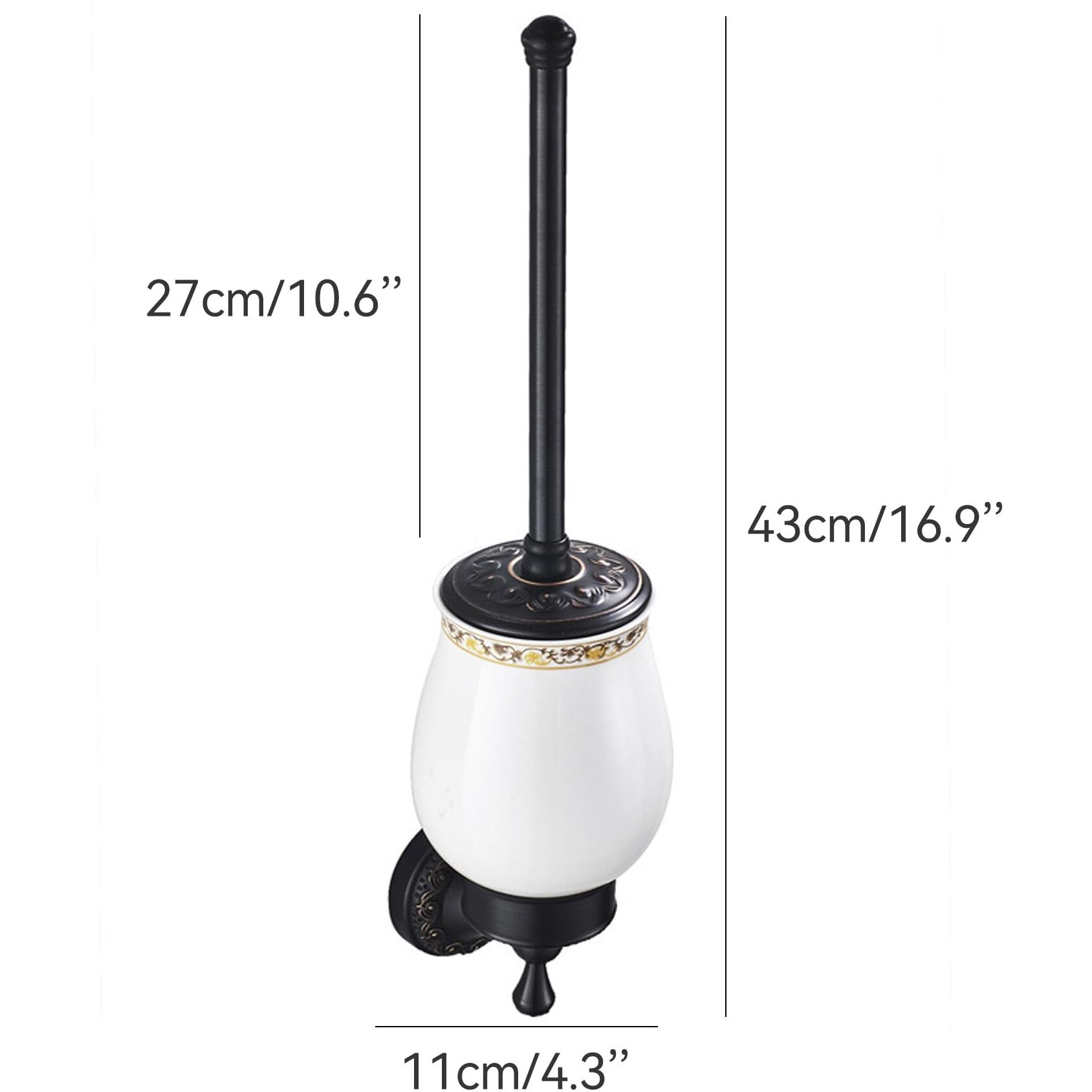 Oil Rubble Bronze Brass Bath Toilet Brush Holder Set, Wall Mounted Black Bathroom Hardware Accessories, Pattern Carving Design