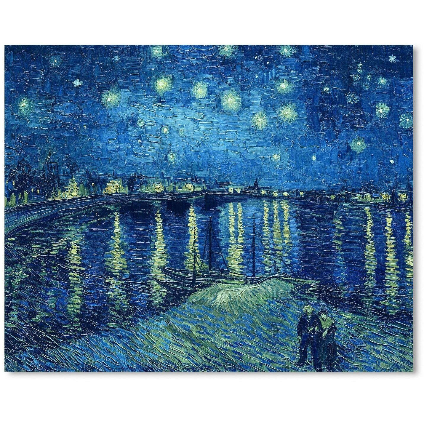 Van Gogh Canvas Wall Art Starry Night Over The Rhne Oil Painting Picture Reproduction Room Decor, Famous Art Prints Framed Poster Modern Artwork Home Decoration 12"" X 15""