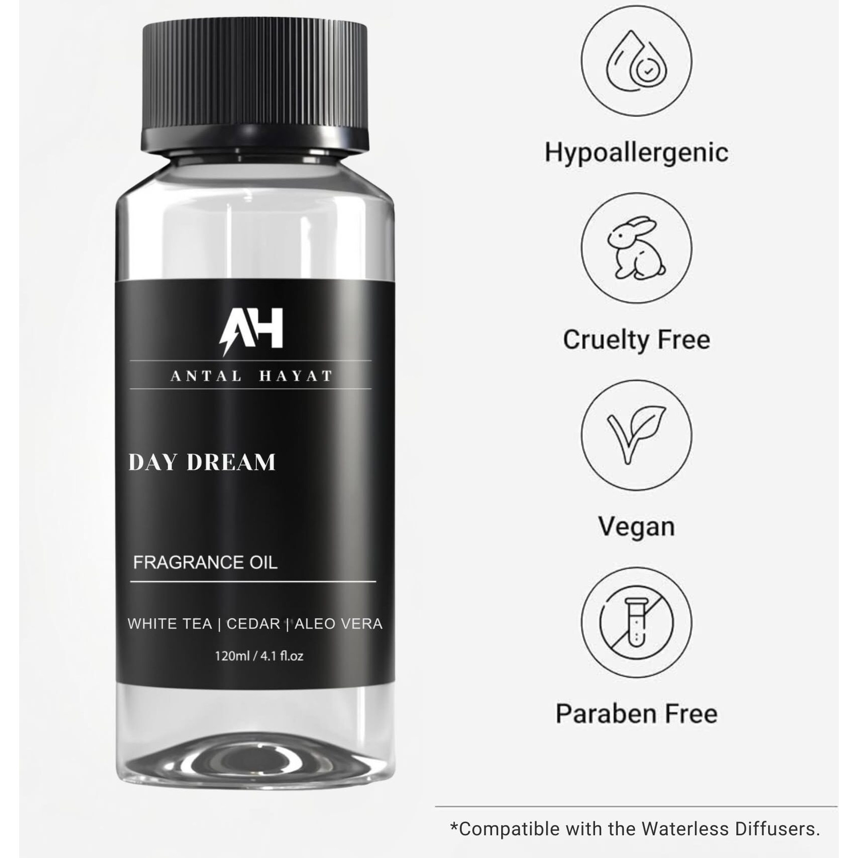 Day Dream Diffuser Oil 120Ml - White Tea Essential Oil For Diffusers - Aloe Vera, Ginger, Amber & Cedarwood - Fall Home Luxury Scent - Hotel Collection Inspired Diffuser Oil Refill