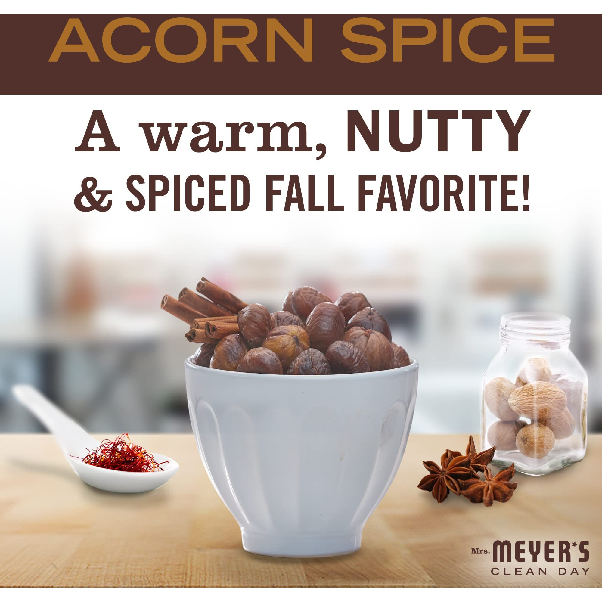 Mrs. Meyer's Clean Day Soy Aromatherapy Candle, 35 Hour Burn Time, Made With Soy Wax And Essential Oils, Acorn Spice, 7.2 Oz