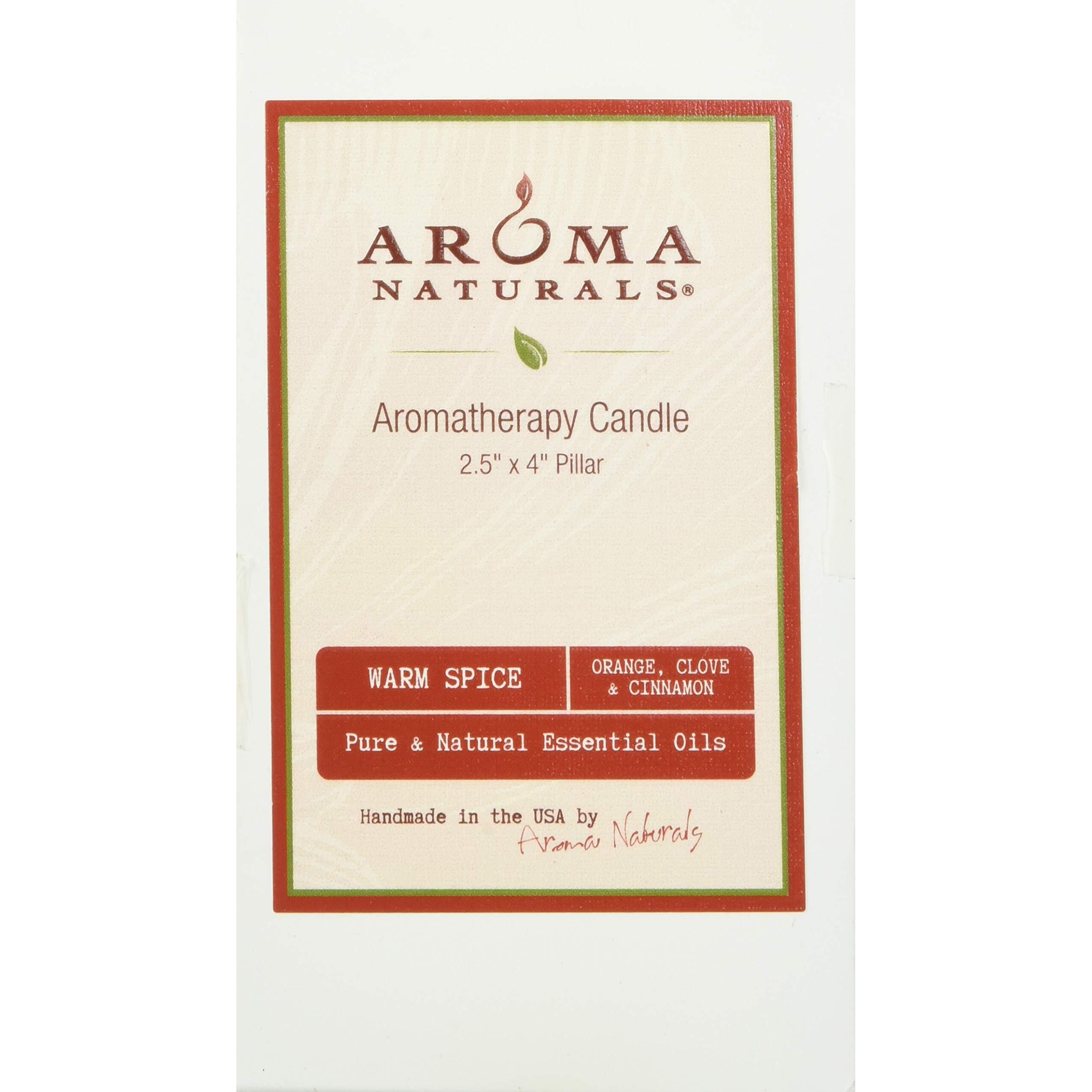 Aroma Naturals Holiday Orange, Clove And Cinnamon Essential Oil Scented Pillar Candle, Warm Spice, 2.5 Inch X 4 Inch
