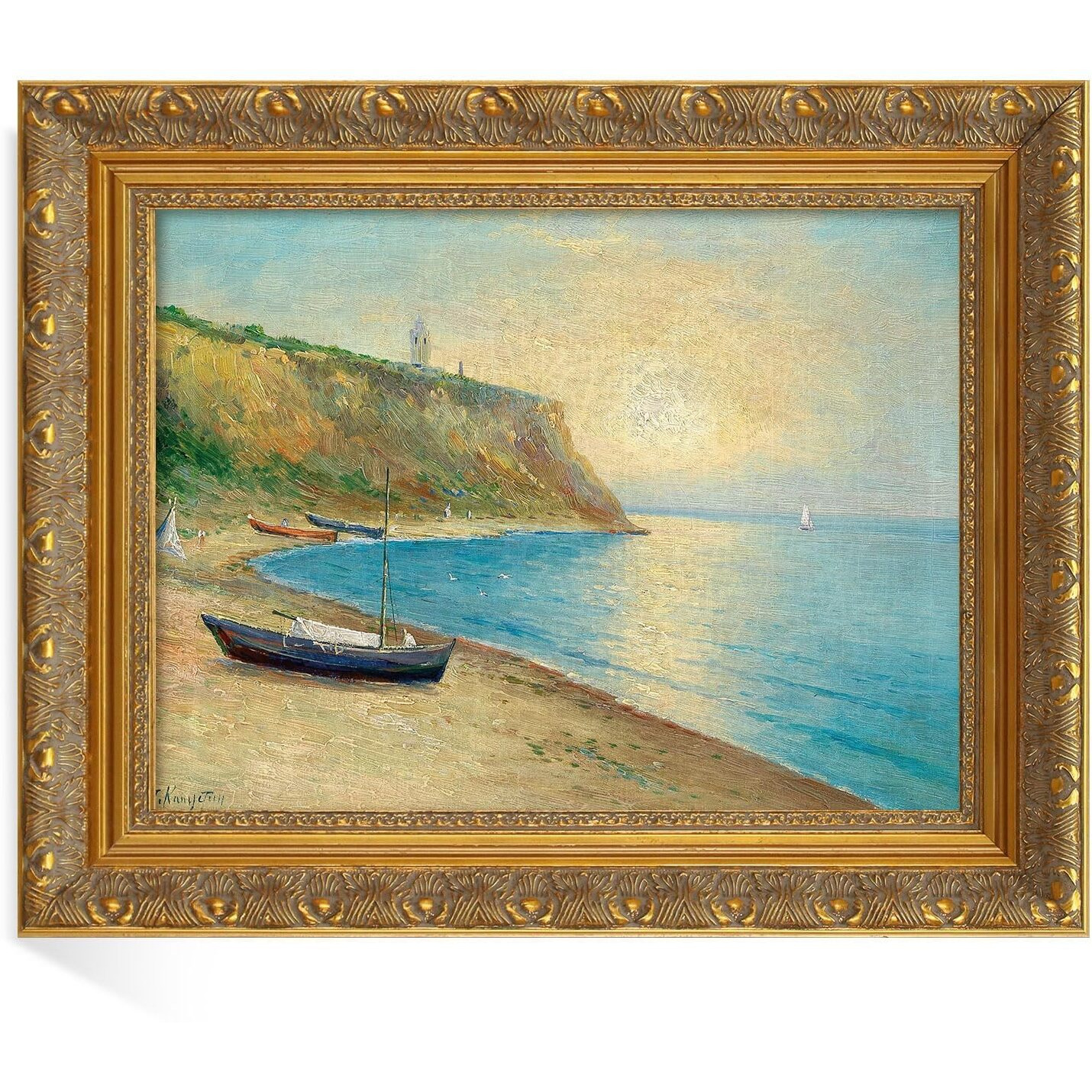 Folkor Luxury Museum Style Canvas Frame For 20X40 Oil Paintings Diamond Art Prints, 2.4    Wide Diy Wood Gold Baroque Gallery Wall Frame For Coffee Shop Dining Room Kitchen Decor, No Back & Cover