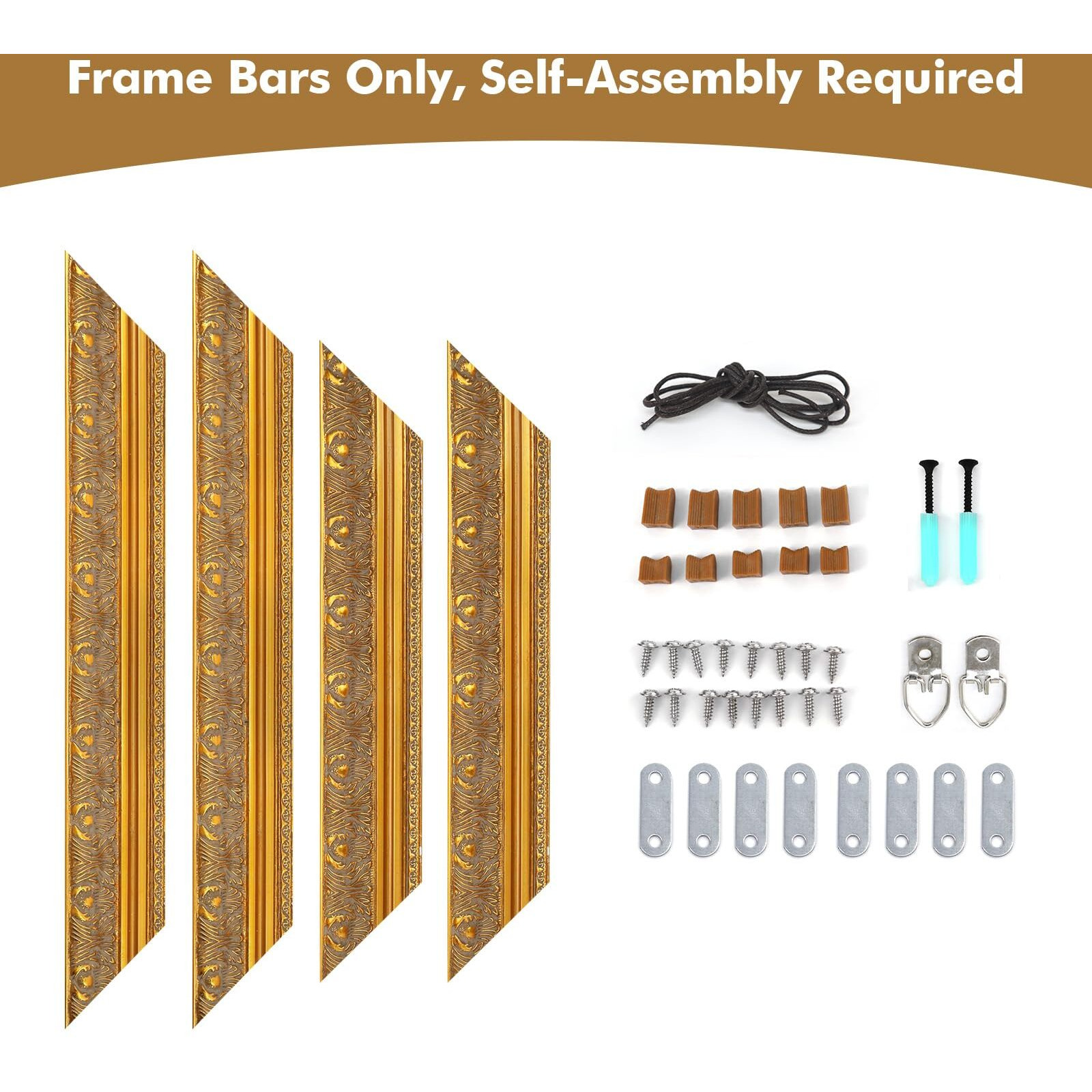 Folkor Luxury Museum Style Canvas Frame For 20X40 Oil Paintings Diamond Art Prints, 2.4    Wide Diy Wood Gold Baroque Gallery Wall Frame For Coffee Shop Dining Room Kitchen Decor, No Back & Cover