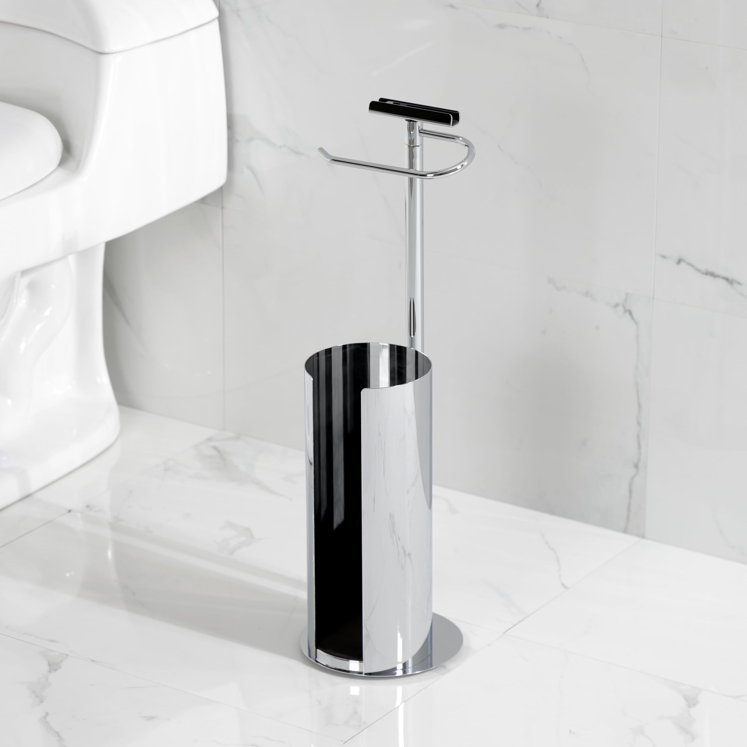 Kingston Brass Cc2031 Continental Freestanding Toilet Paper Holder With Roll Storage And Phone Stand, Polished Chrome