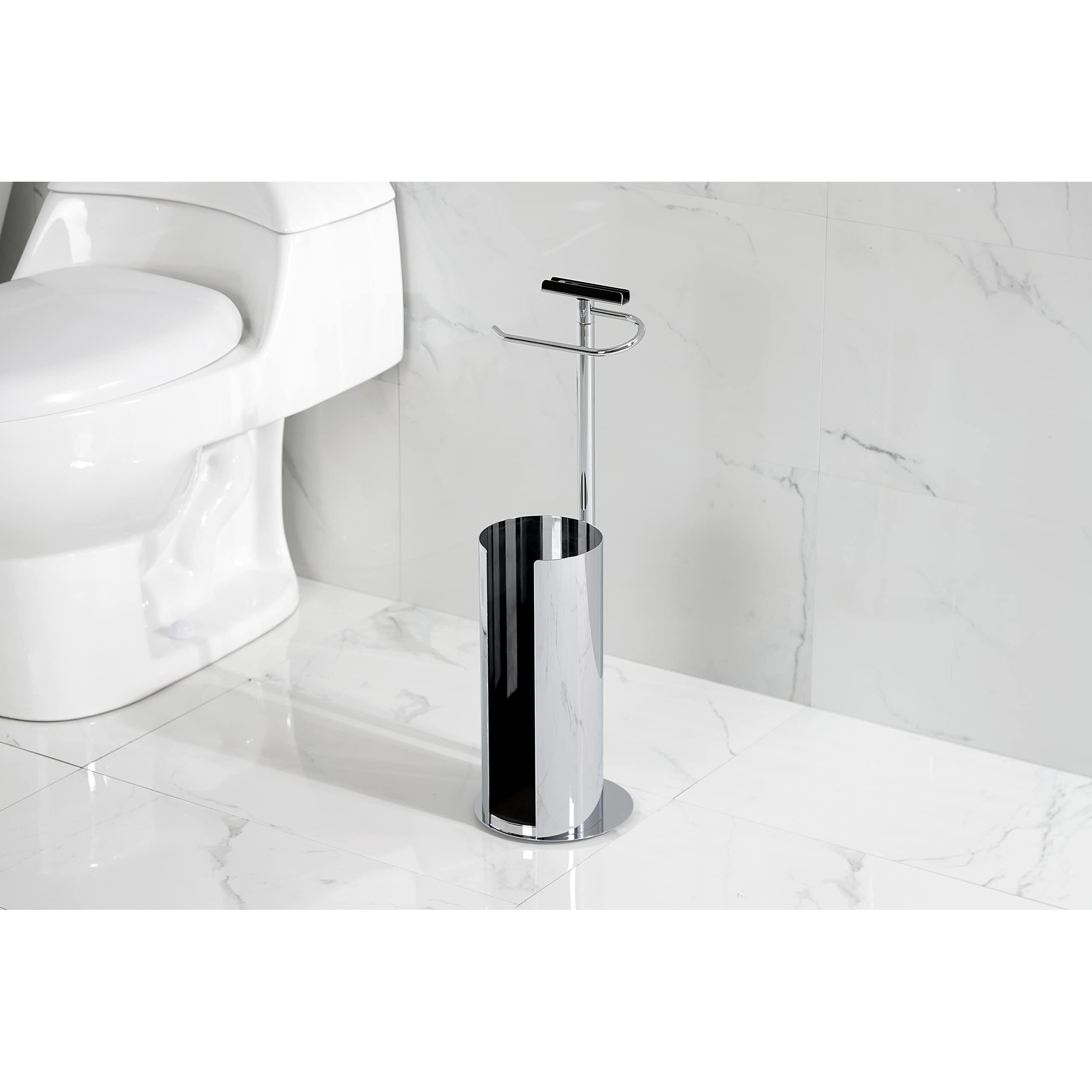 Kingston Brass Cc2031 Continental Freestanding Toilet Paper Holder With Roll Storage And Phone Stand, Polished Chrome