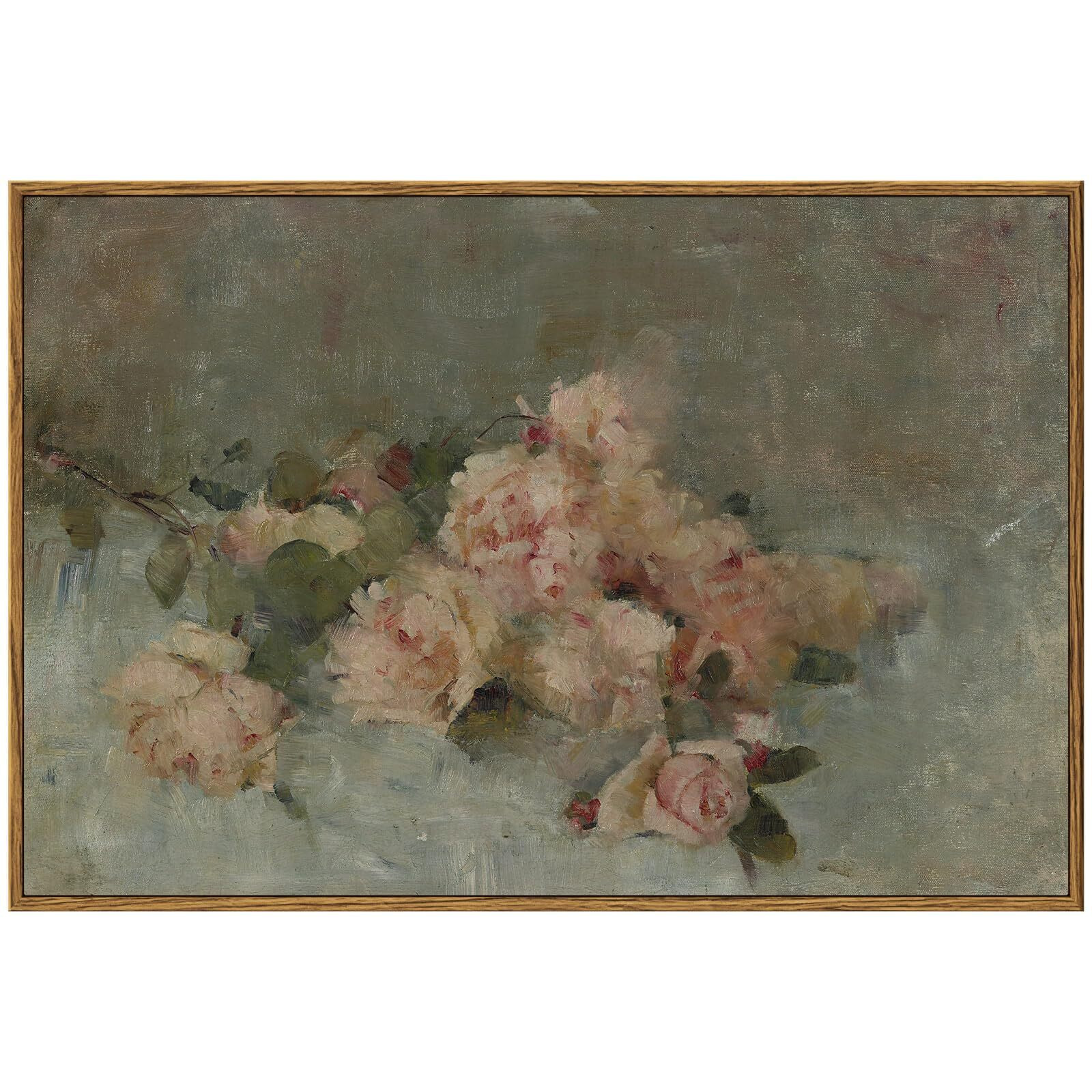 Insimsea Framed Wall Art - Large Canvas Prints Classical Oil Painting Roses For Living Room, Bedroom, Home Office & Bathroom Decor - 16X24In