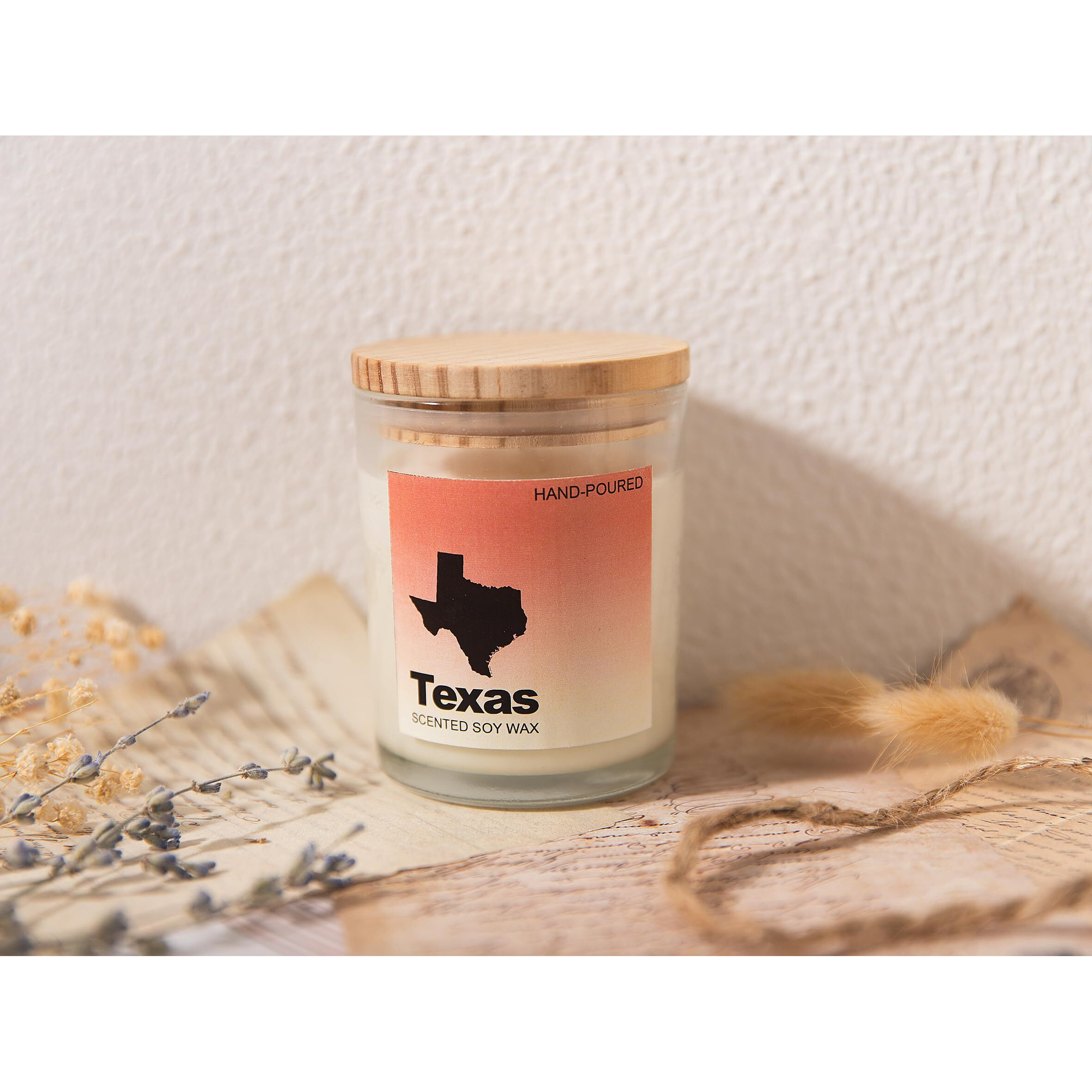 Texas Gifts, Texas Themed & Souvenirs Gifts, Home Sick Sandalwood Scented Candle, Natural Soy Wax & Natural Essential Oils