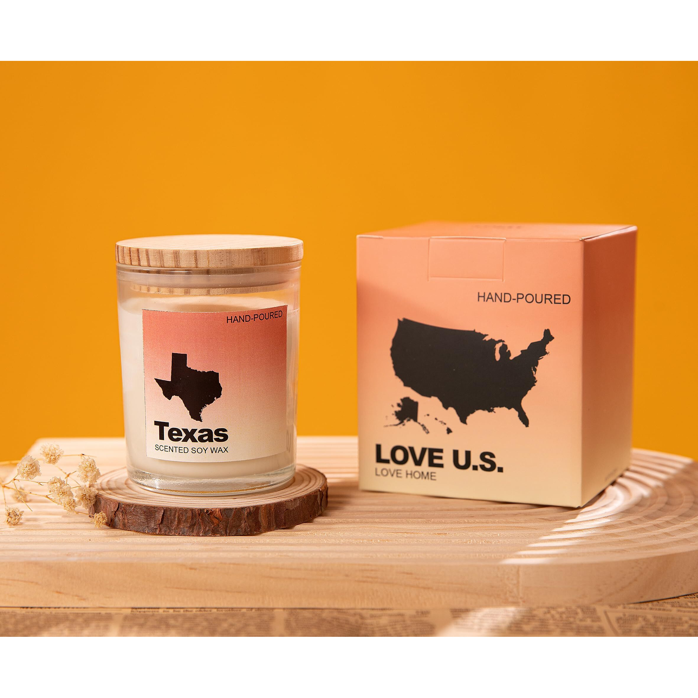 Texas Gifts, Texas Themed & Souvenirs Gifts, Home Sick Sandalwood Scented Candle, Natural Soy Wax & Natural Essential Oils