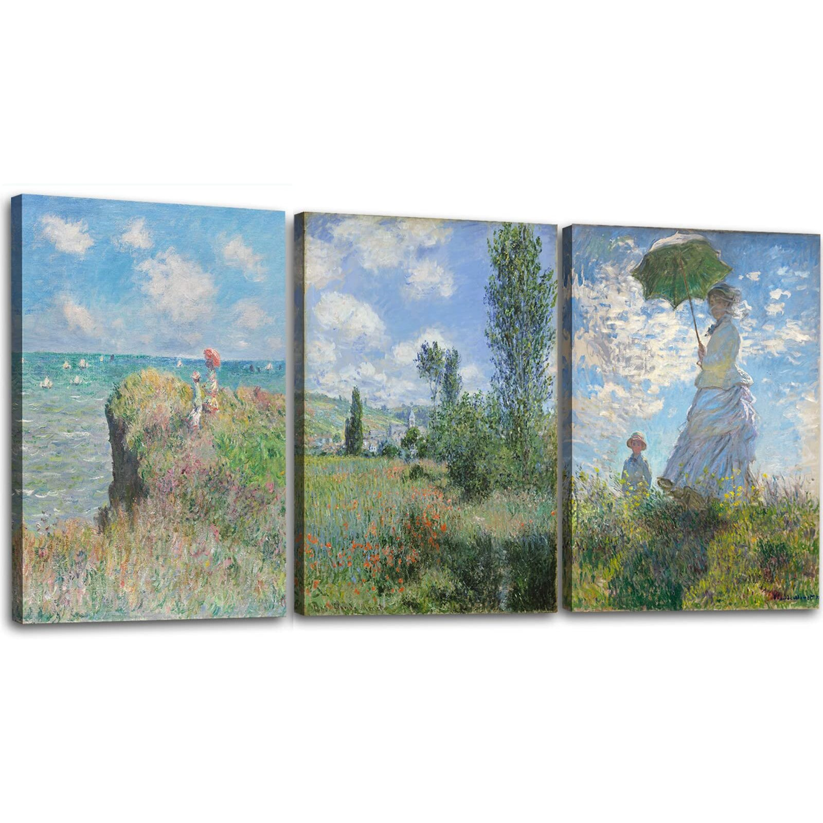 Okexckk Woman With A Parasol By Claude Monet Canvas Wall Art, Oil Painting Impressionism Classic Artwork Pictures For Home Decor - 12"&quotX16""