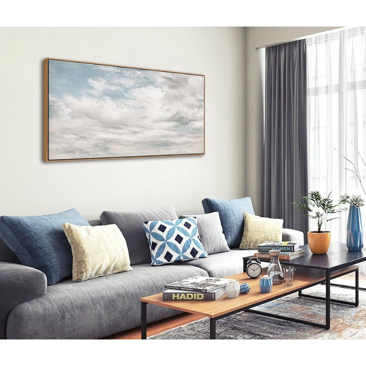 Djsylife Framed Wall Art, Classical Oil Painting Clouds Canvas Prints, Vintage Sky Landscape Pictures For Farmhouse Country Decor, Large Wall Art For Living Room Bedroom 20"&quotX40""