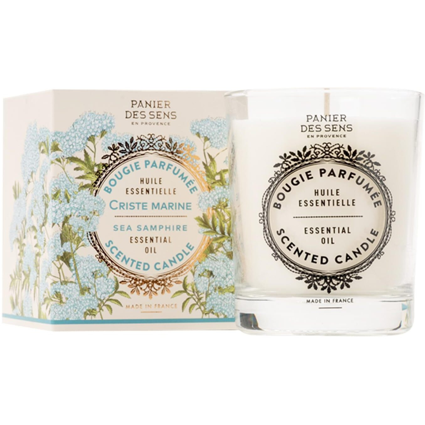 Panier Des Sens - Sea Samphire Candle - Scented Candles For Home - Essential Oil Candle - Aromatherapy Candles For Relaxation Made In France - Long Lasting & 100% Natural Cotton Wick - Vegan - 6.3 Oz
