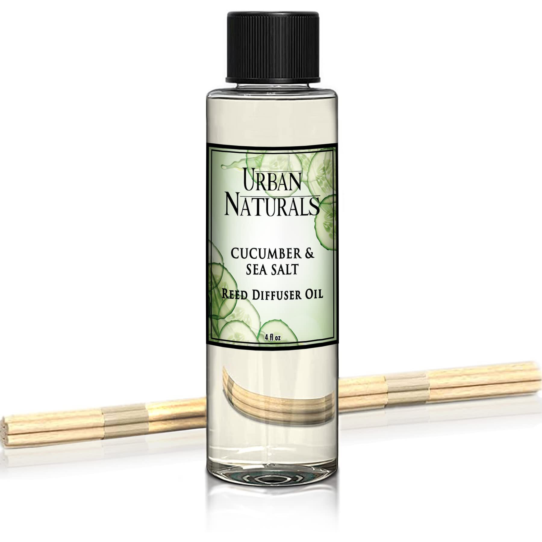 Urban Naturals Cucumber Sea Salt Reed Diffuser Oil Refill Kit | Fresh, Crisp Cucumber, Agave Leaves & Sea Salt | Essential Oil Room Scent + Replacement Reed Sticks | Made In The Usa