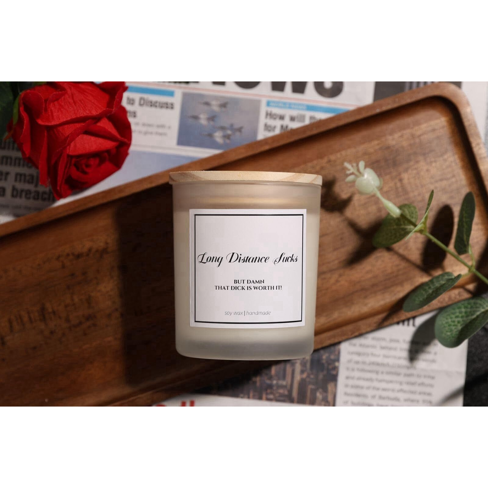 Long Distance Relationship Gifts, I Miss You Gift For Him, Deployment Gifts - Long Distance Sucks Candle, Natural Soy Wax & Natural Essential Oils