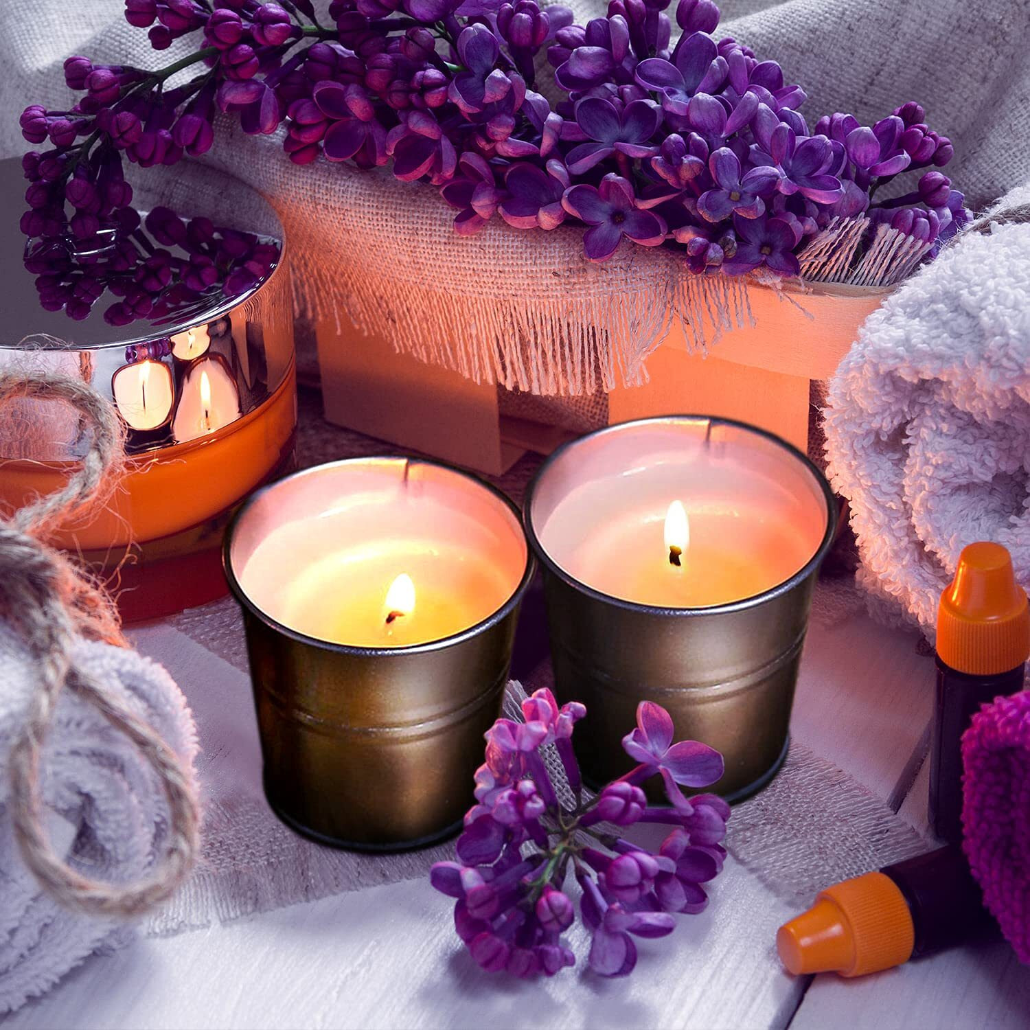 Pack Of 12 Citronella Candles Small Bucket Soy Wax Votive Candle Made With Citronella Essential Oil, Use For Outdoor And Indoor