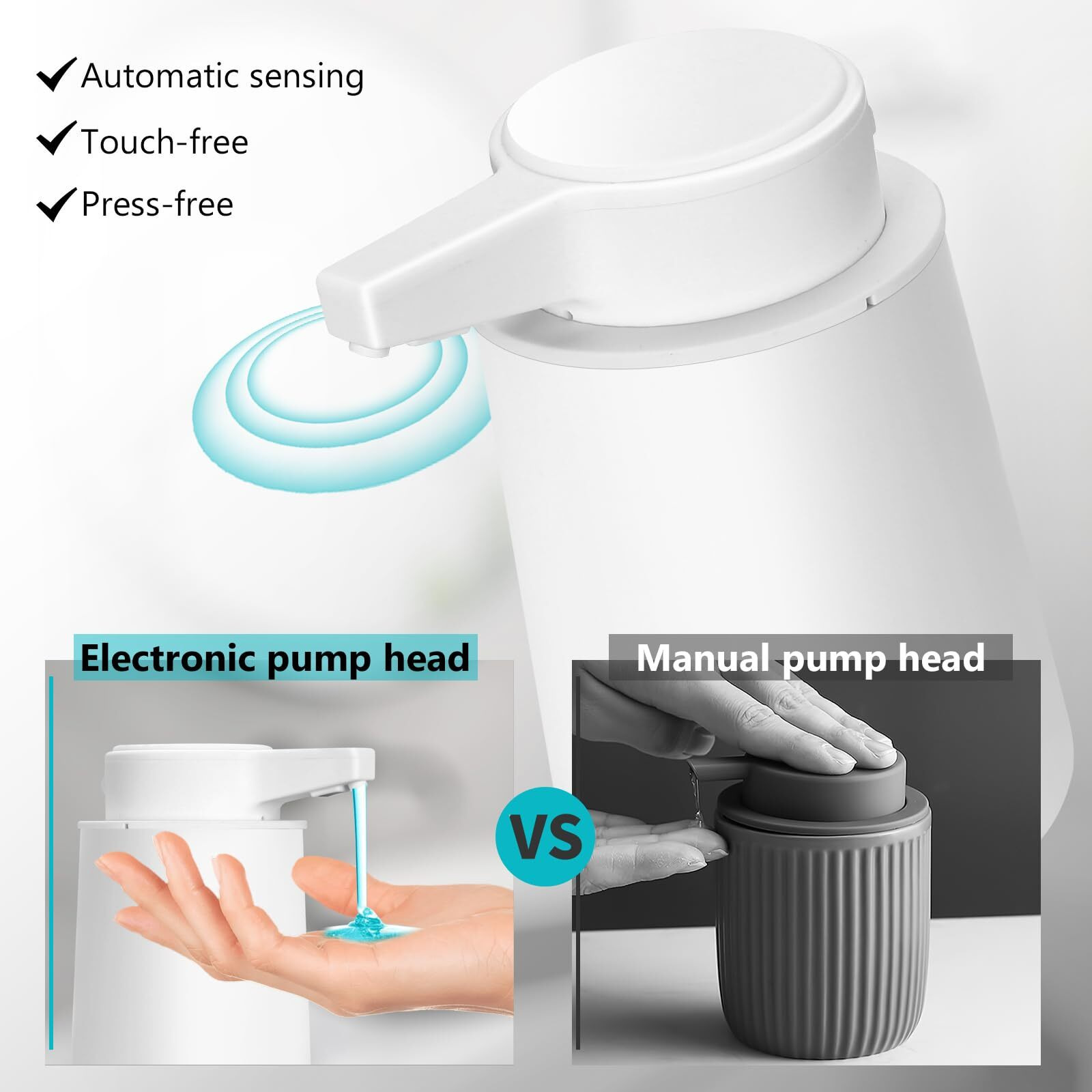 Automatic Soap Dispenser Liquid Touchless 9Oz Plastic White 3-Level Adjustable Modern Rechargeable Electric Smart Auto Soap Dispenser - Bathroom Kitchen Hand Dish Lotion