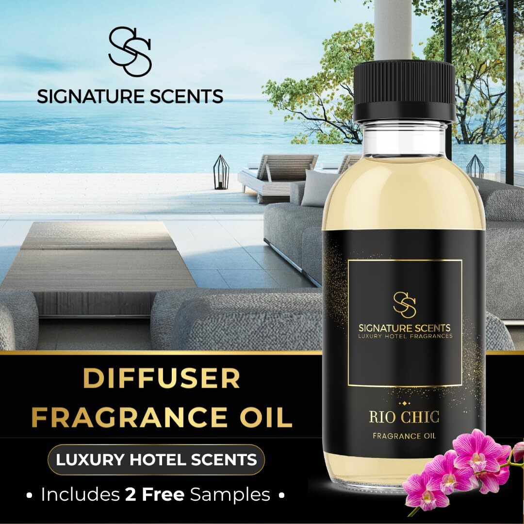 Luxury Hotel Diffuser Oil For Hotels And Homes - Aromatherapy Oils For Use With An Essential Oil Diffuser At Home - Fragrance-Scent Diffuser Oil Blend (Rio Chic) 4.05Fl Oz (120Ml)